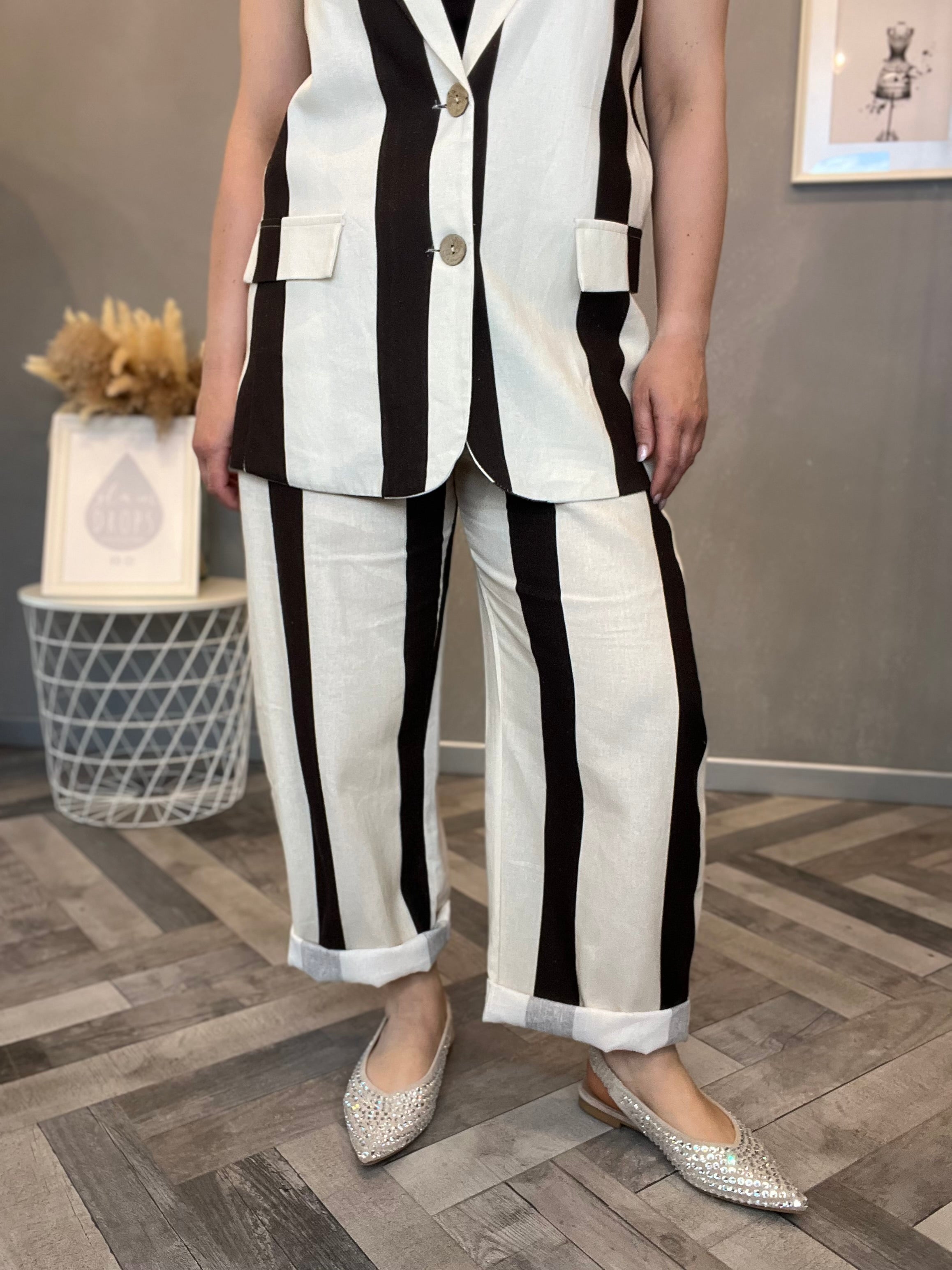 Pantalone burro bande moro