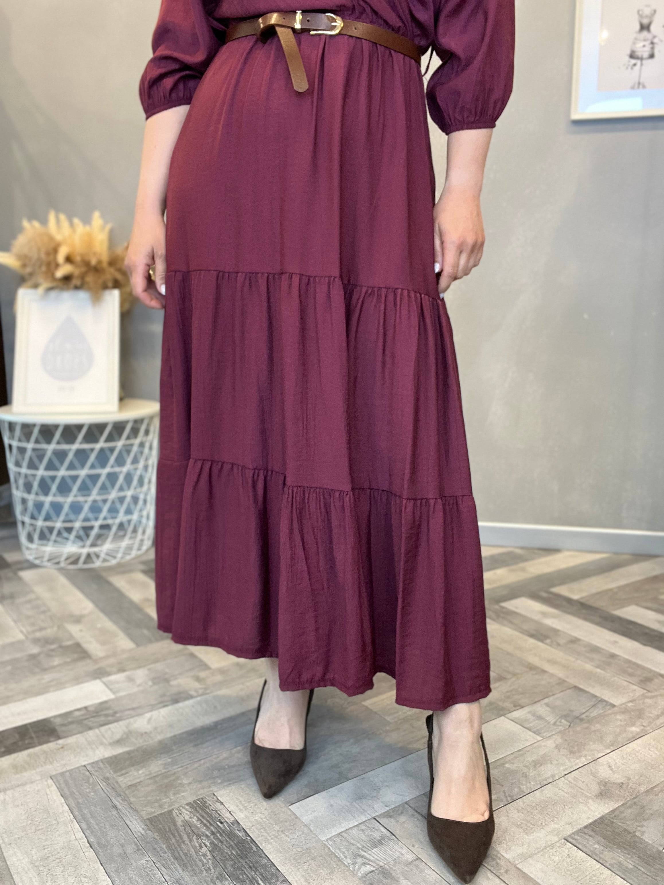 Abito Midi incrocio Soft Borgogna