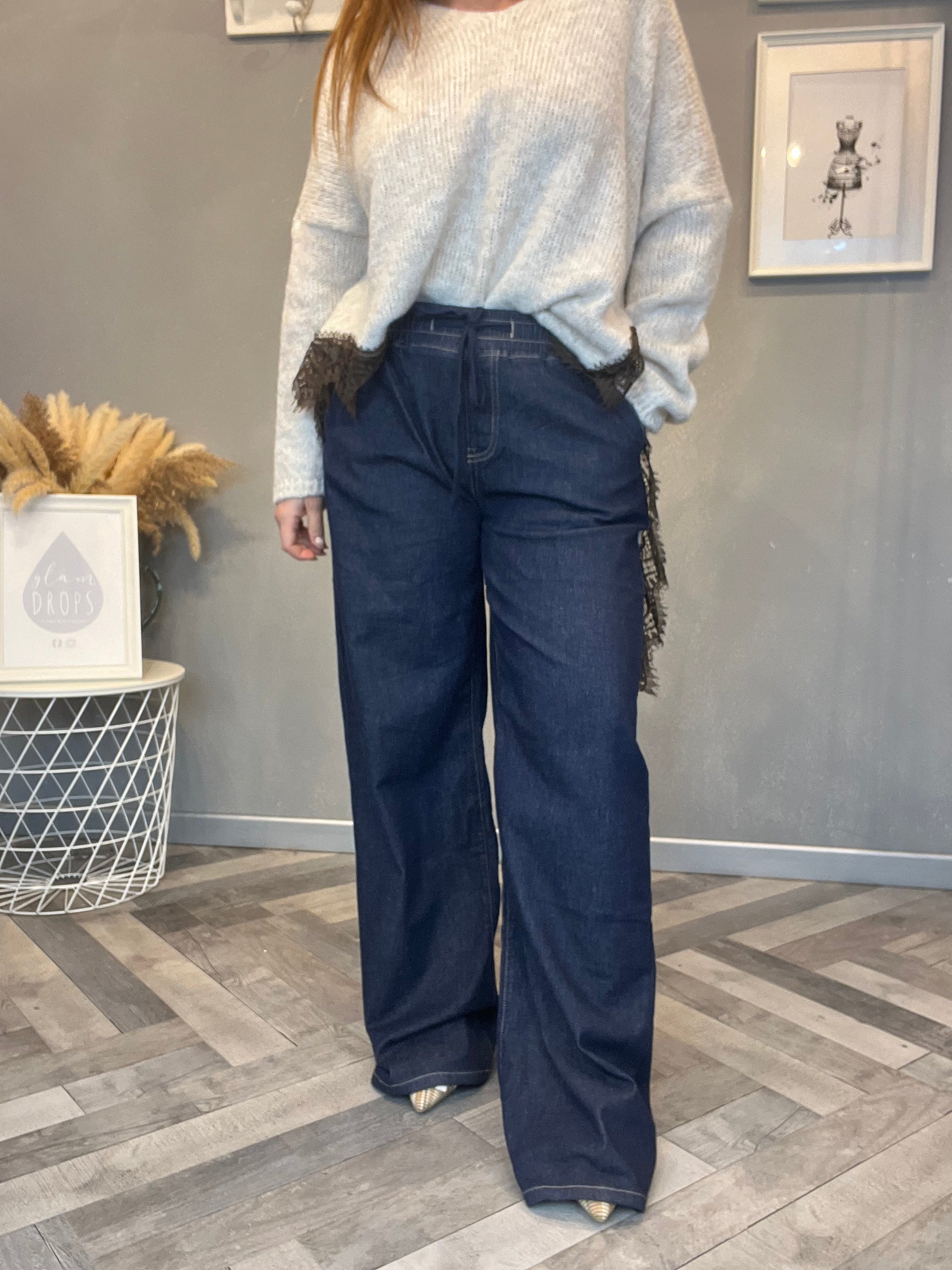 Jeans palazzo con coulisse