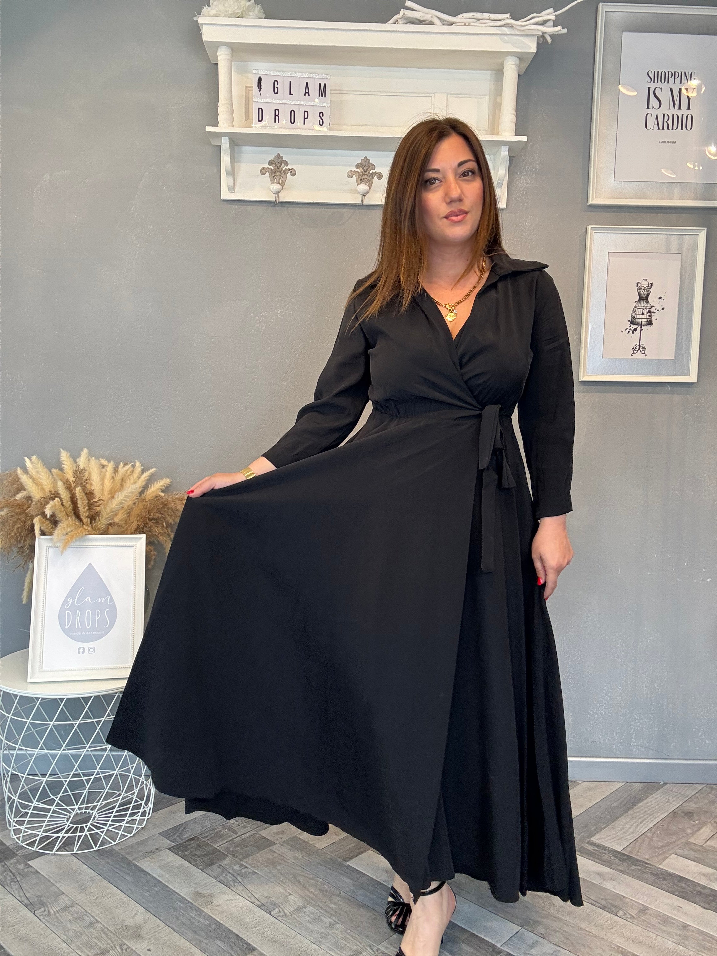 Abito lungo portafoglio nero