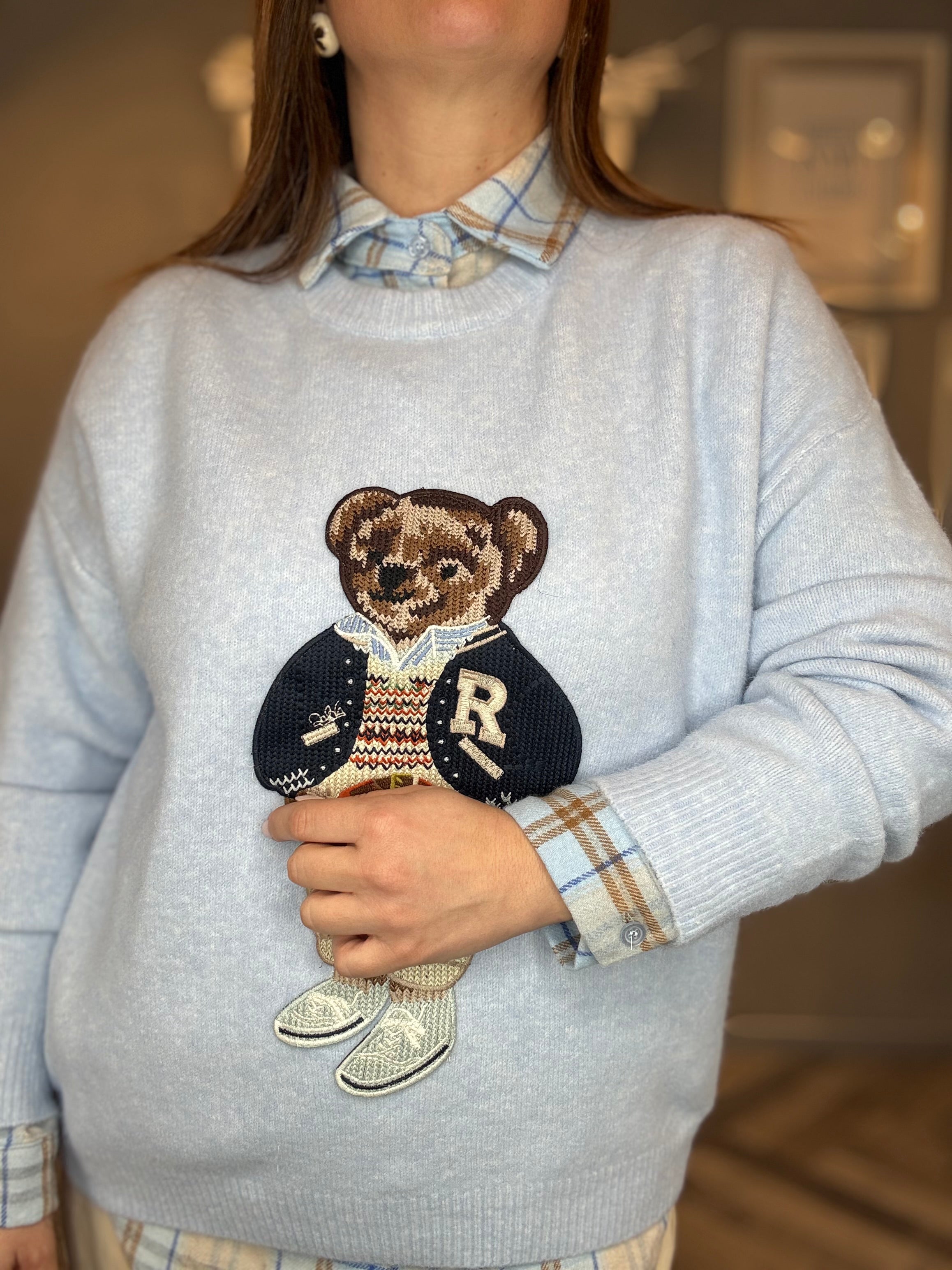Maglione Teddy celeste