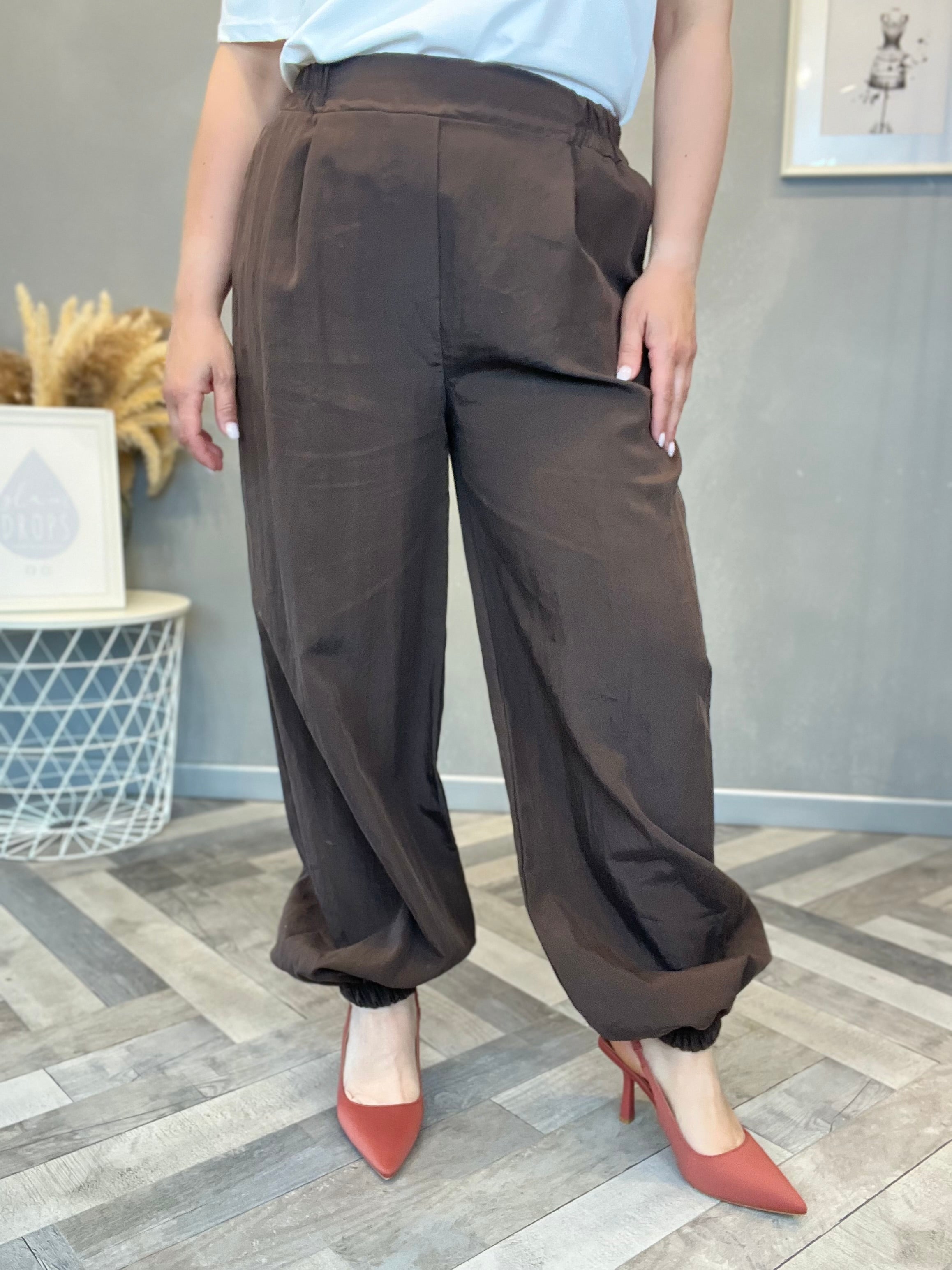 Pantalone jogger Cupro moro