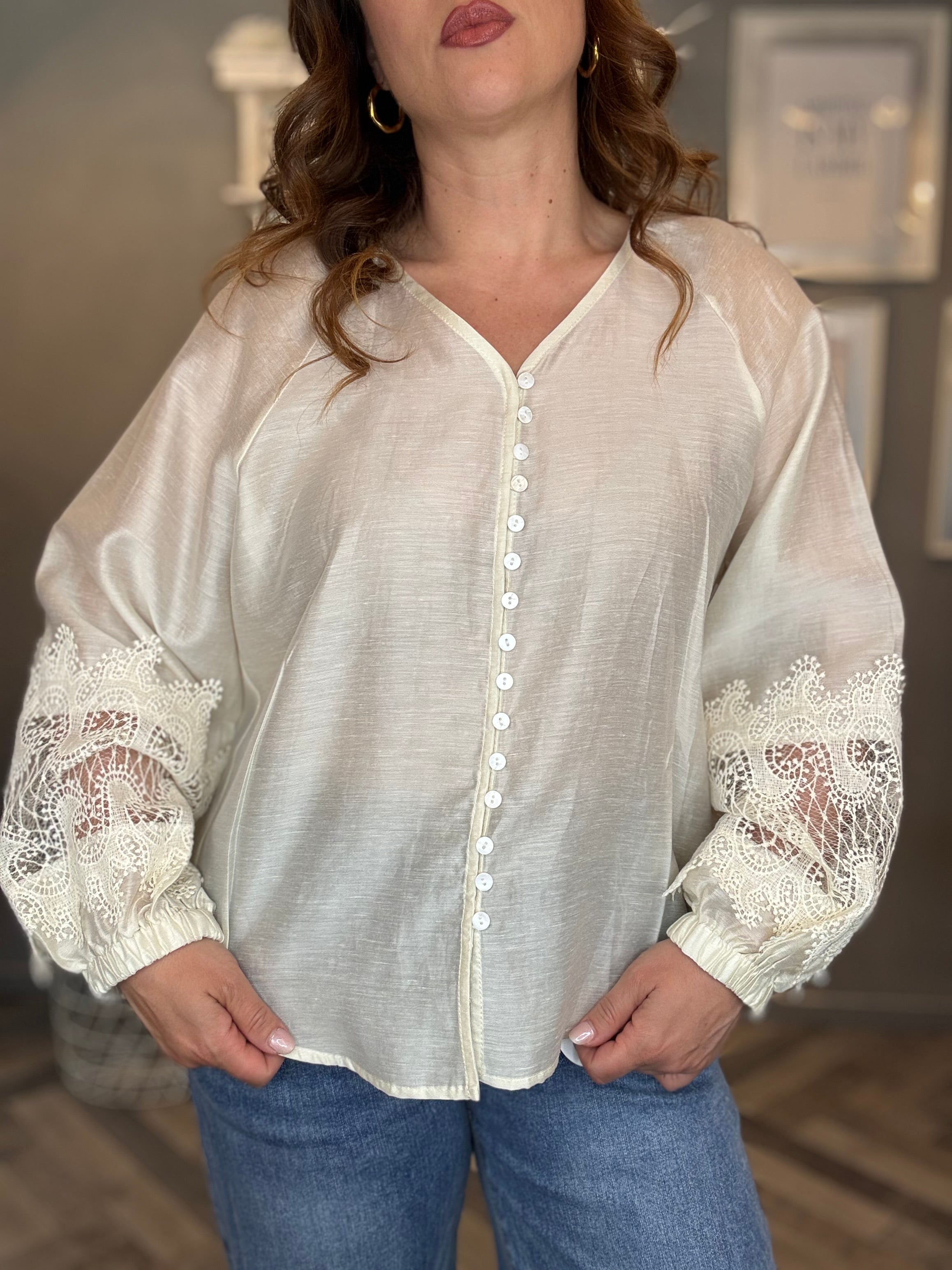 Blusa pizzo soft panna