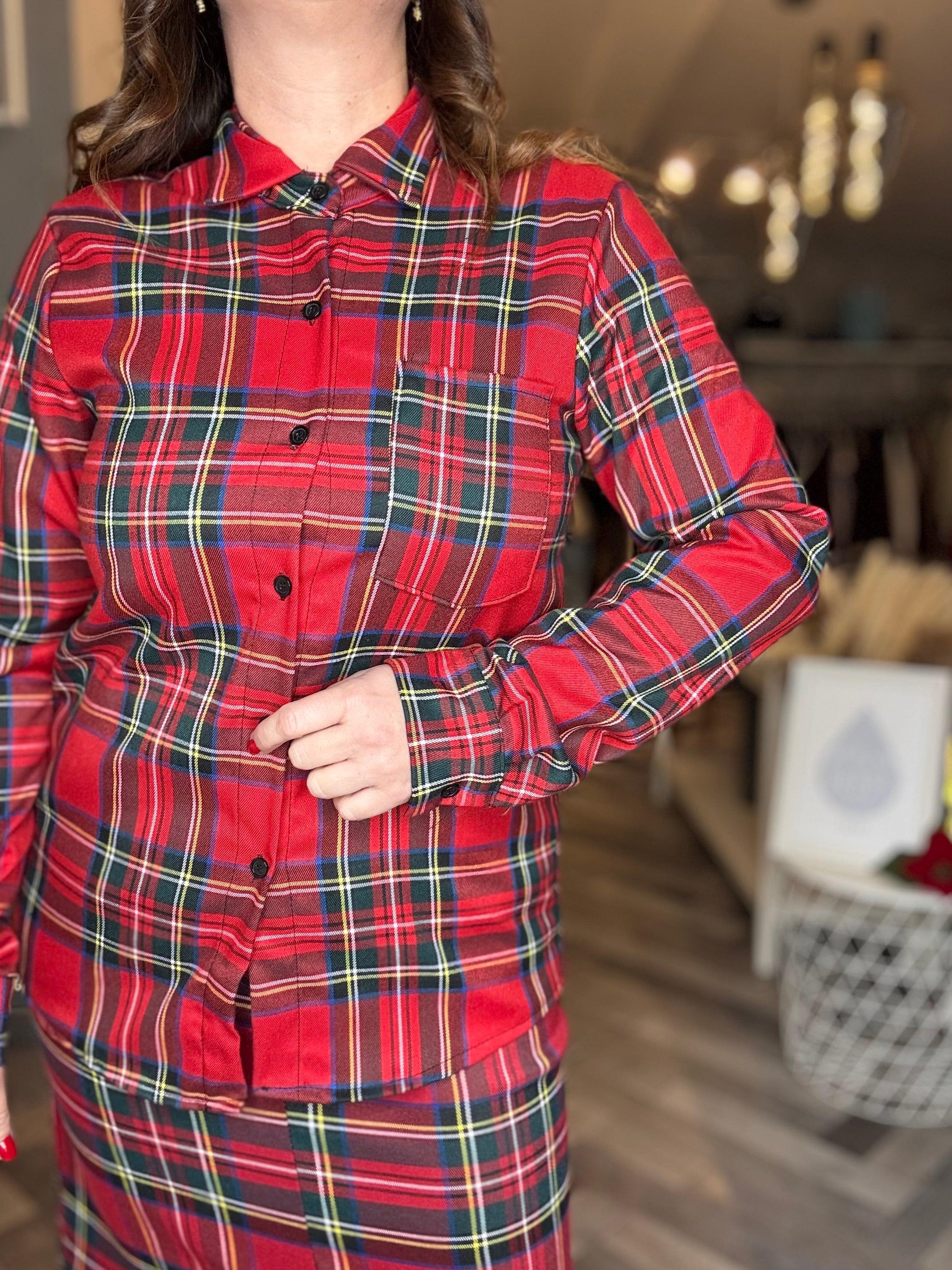 Camicia tartan scozzese rosso