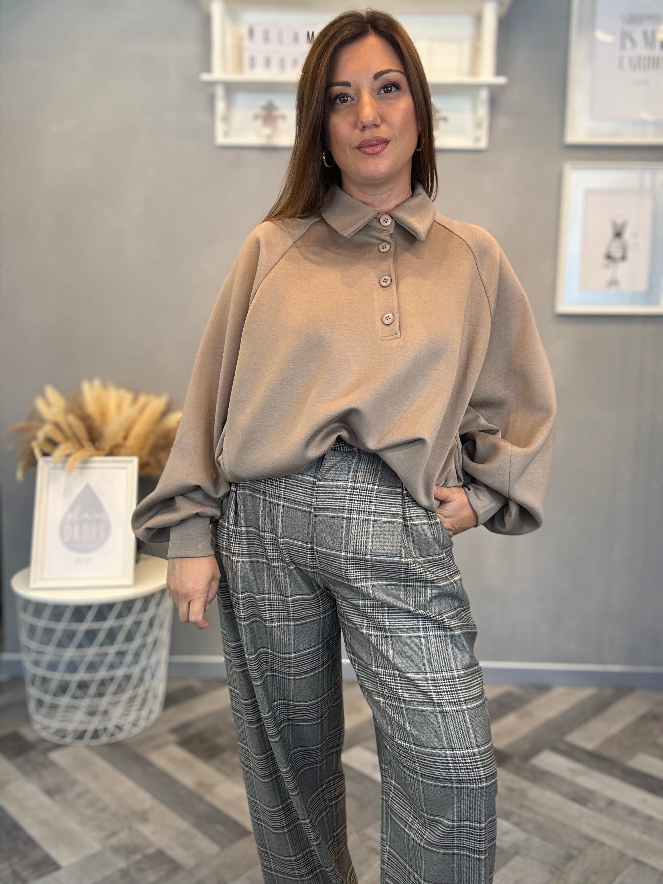 Lumina felpa polo cammello