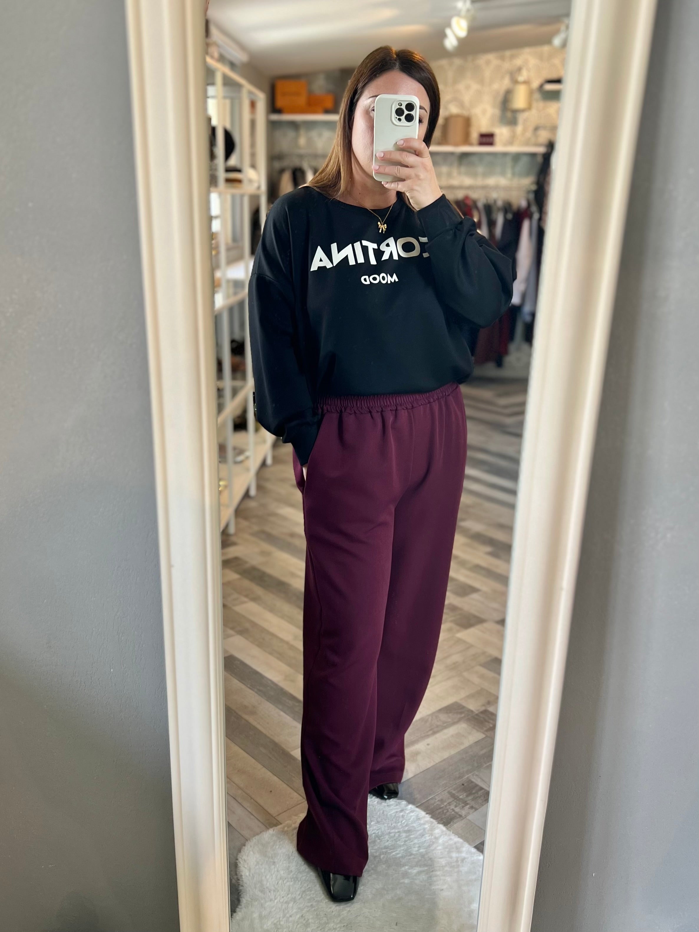 Lumina pantalone palazzo con elastico in vita