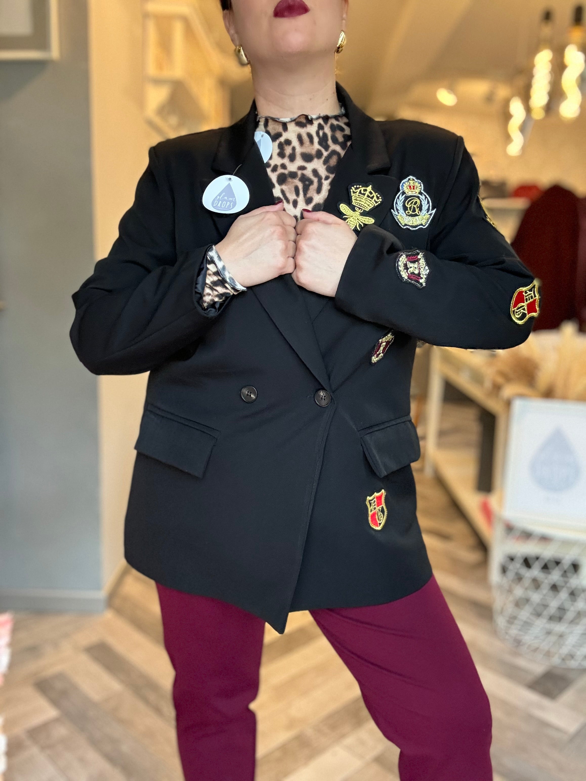 Blazer nero patch stemmi