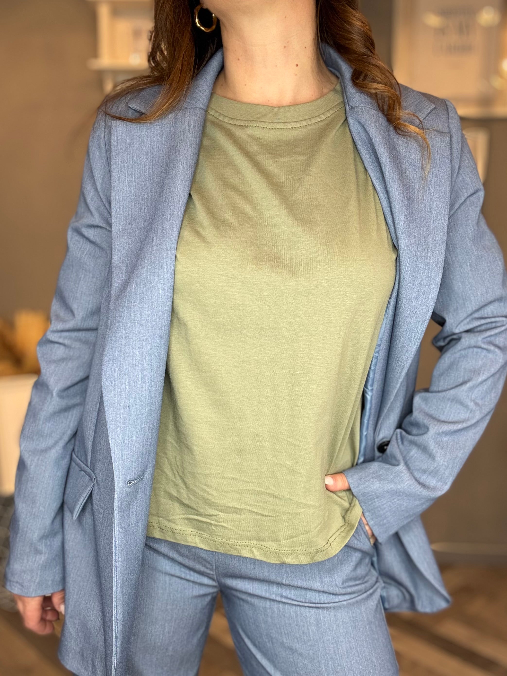 T-shirt soft basic verde salvia