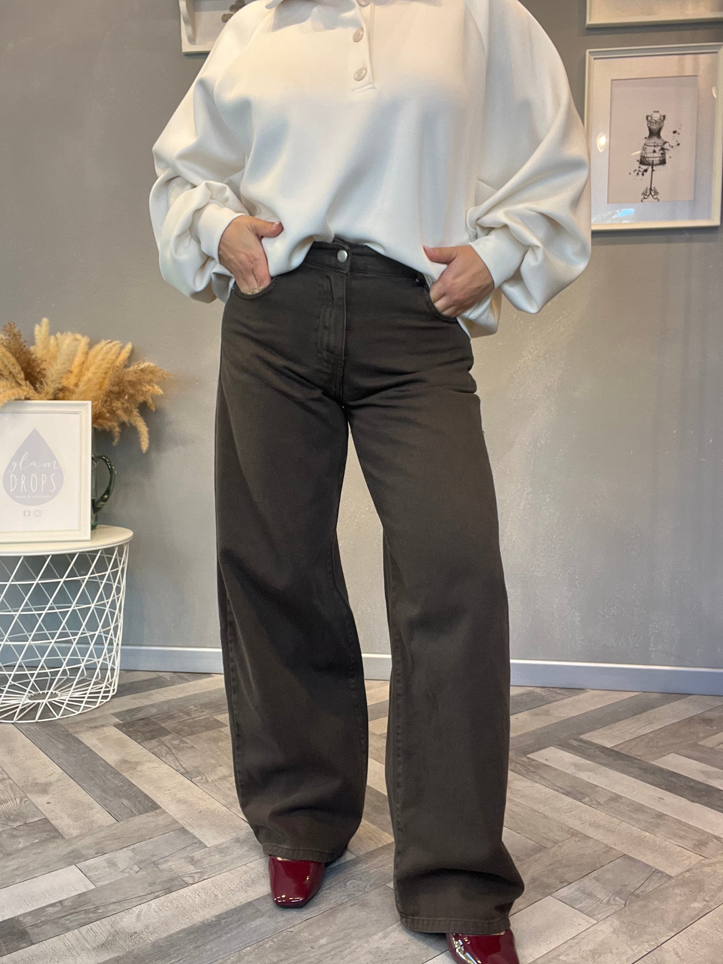 Lumina jeans wide leg moro