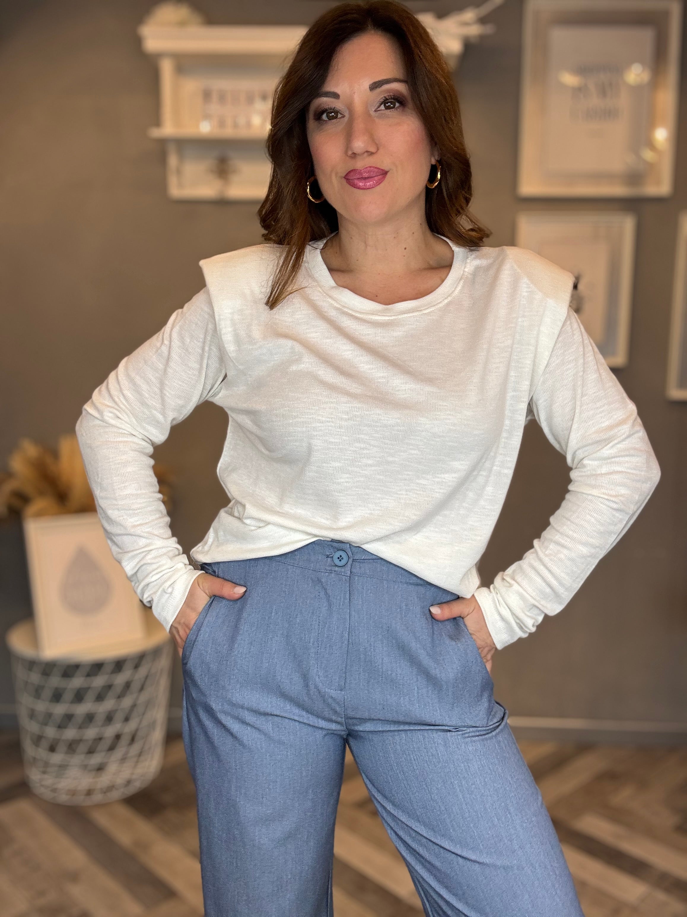 Pantalone gamba dritta denim chic