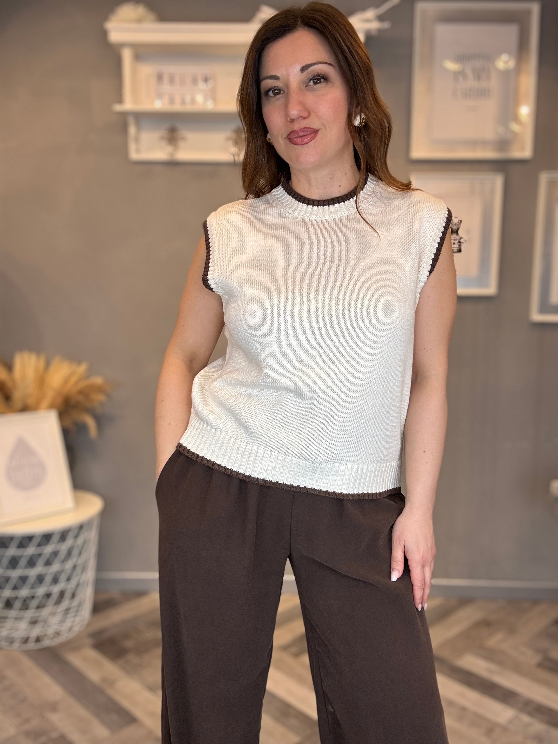 Gilet in maglia bicolore