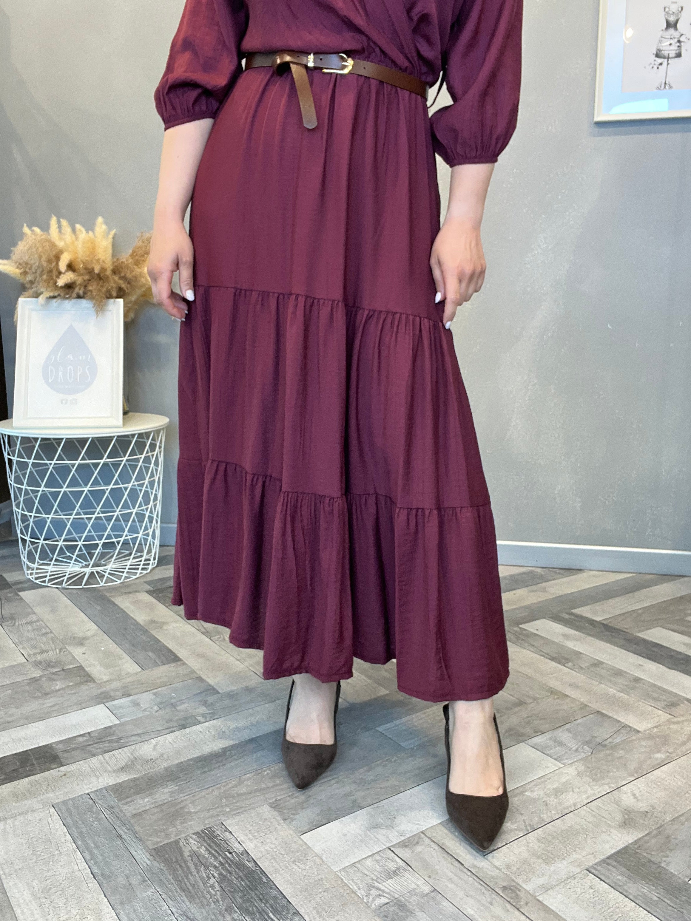 Abito Midi incrocio Soft Borgogna