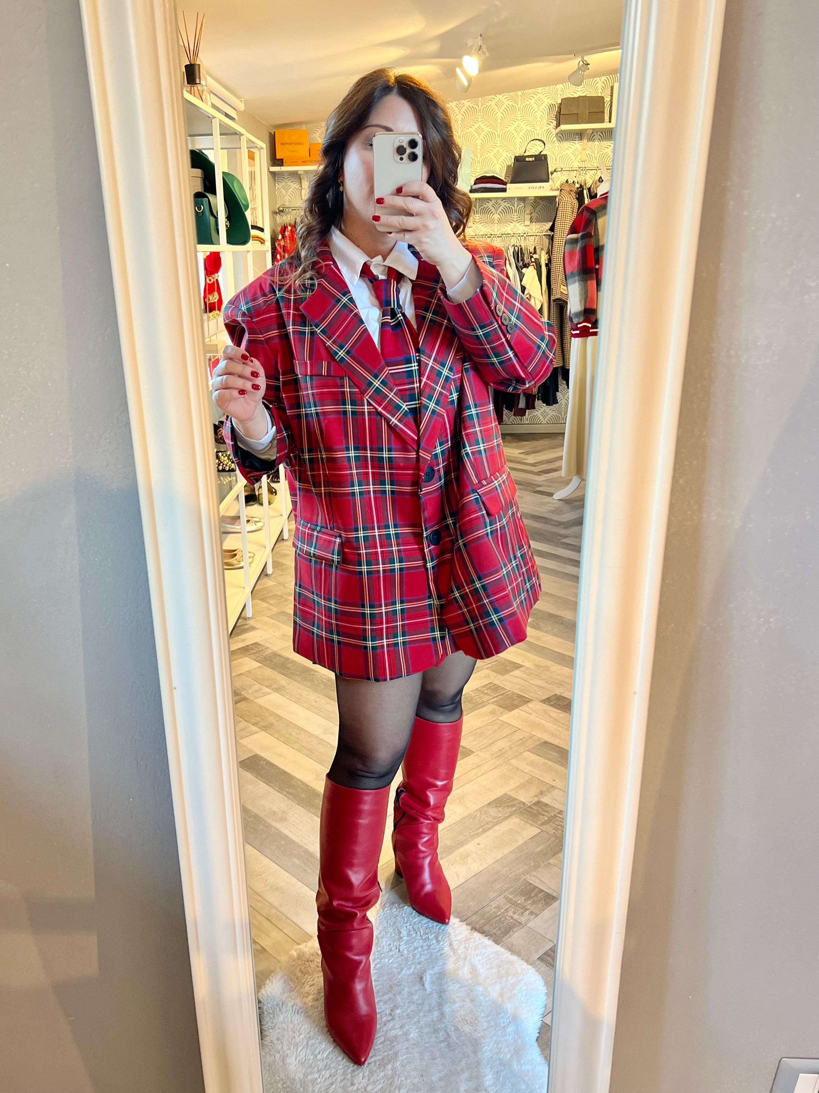 Lumina blazer over tartan
