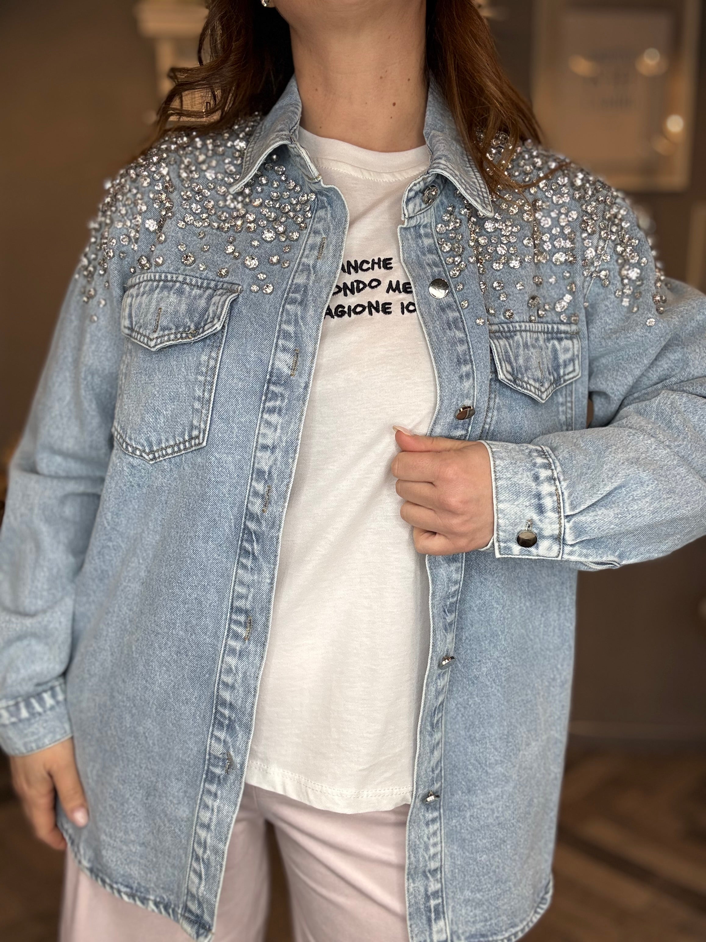 Giacca camicia in denim Diamonds