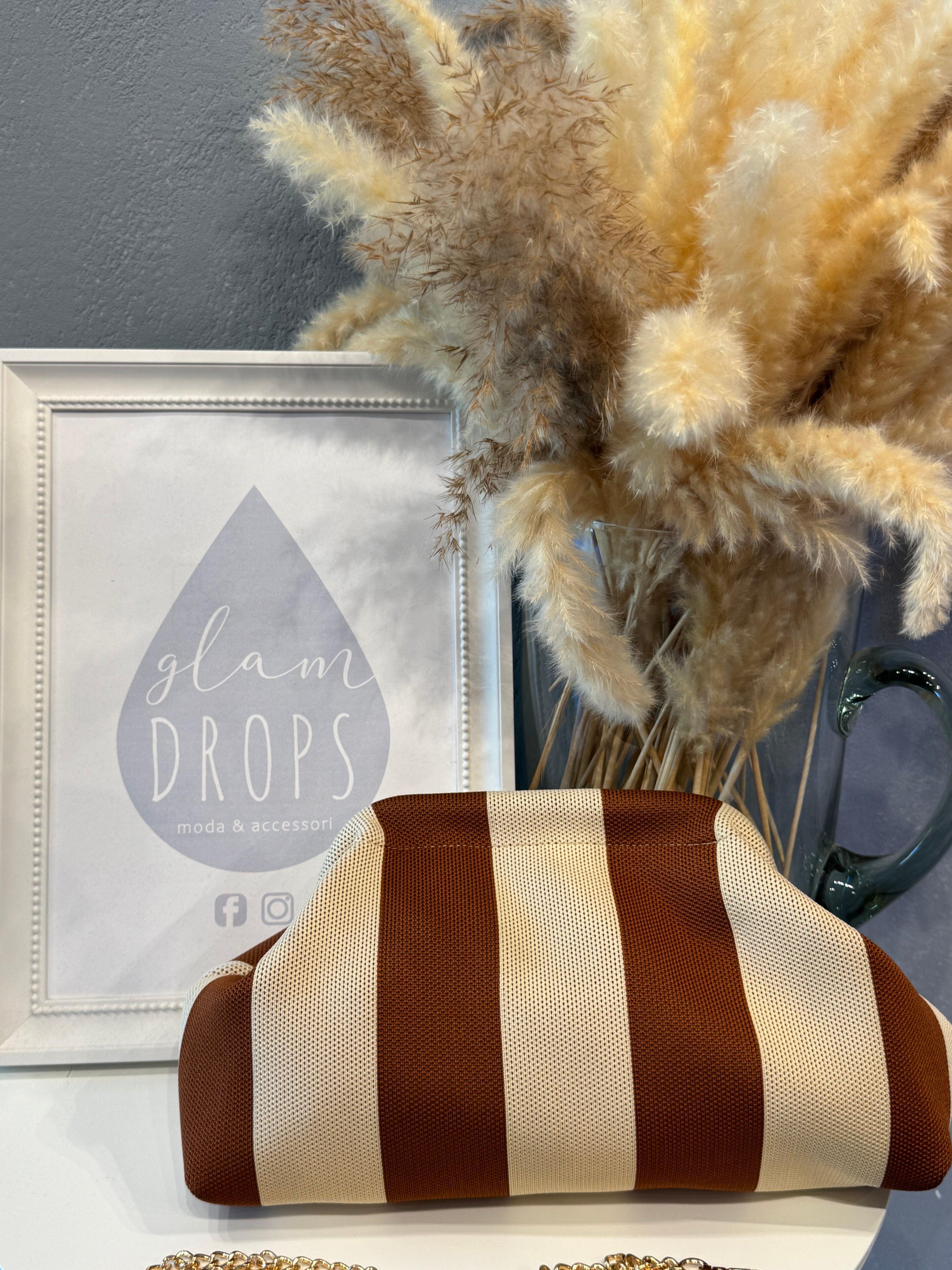 Borsa Stripe burro e cuoio