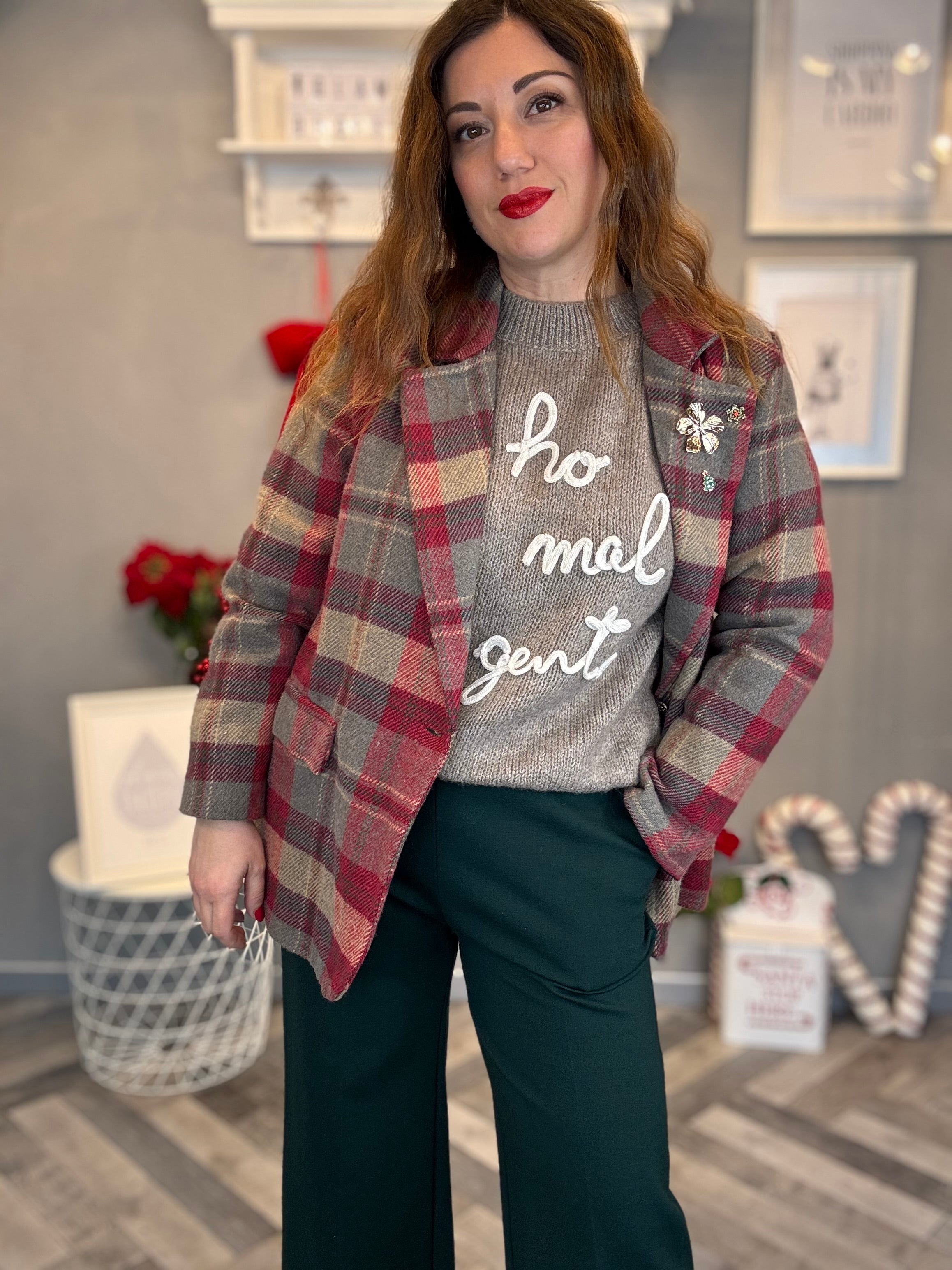 Blazer tartan tortora