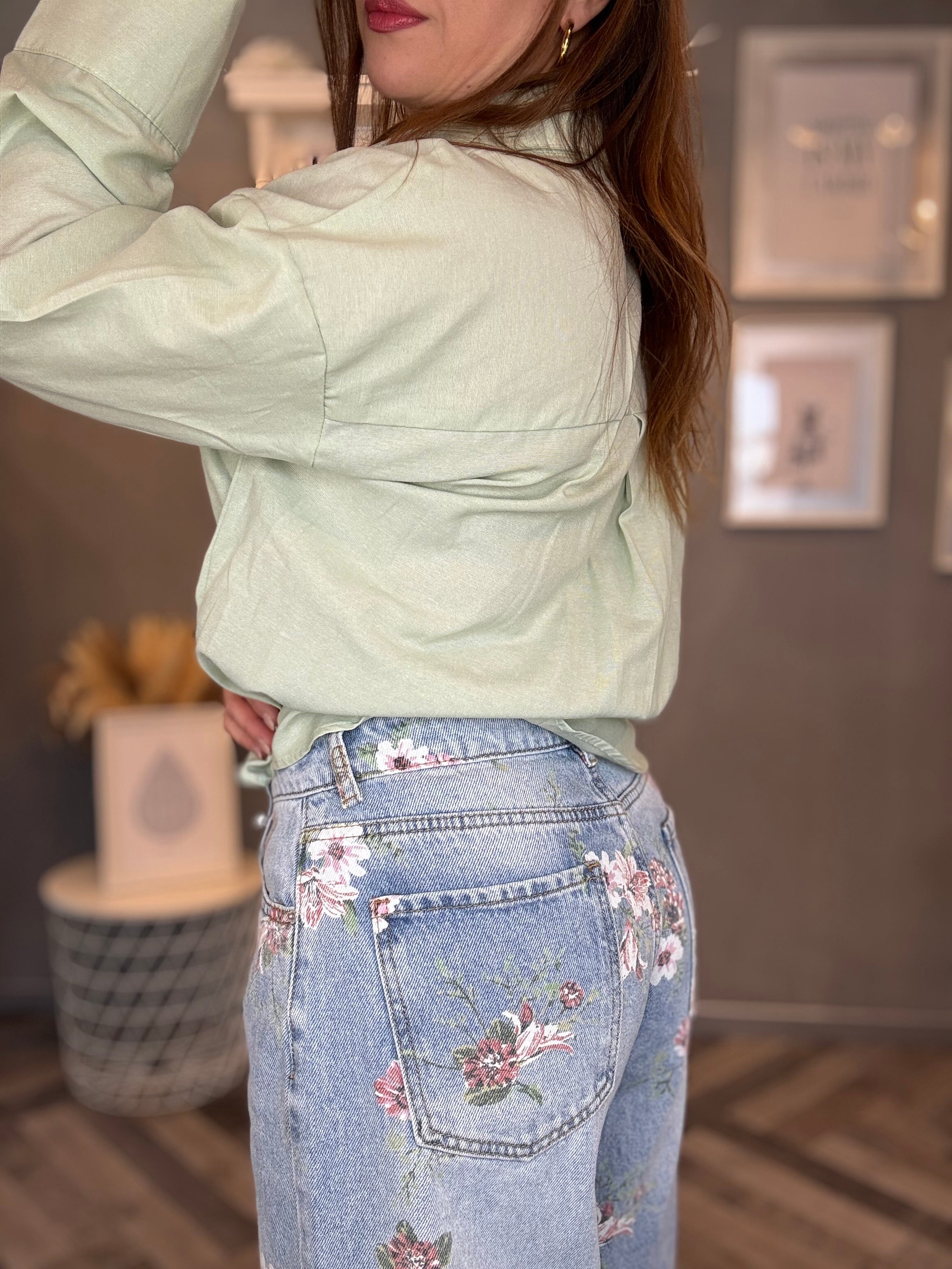 Jeans pink flower