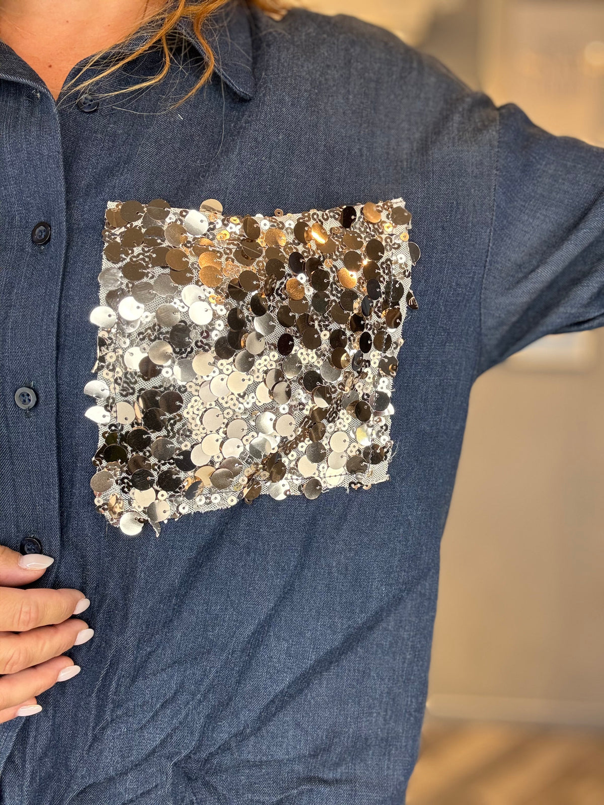 Camicia Sparkle Poket denim