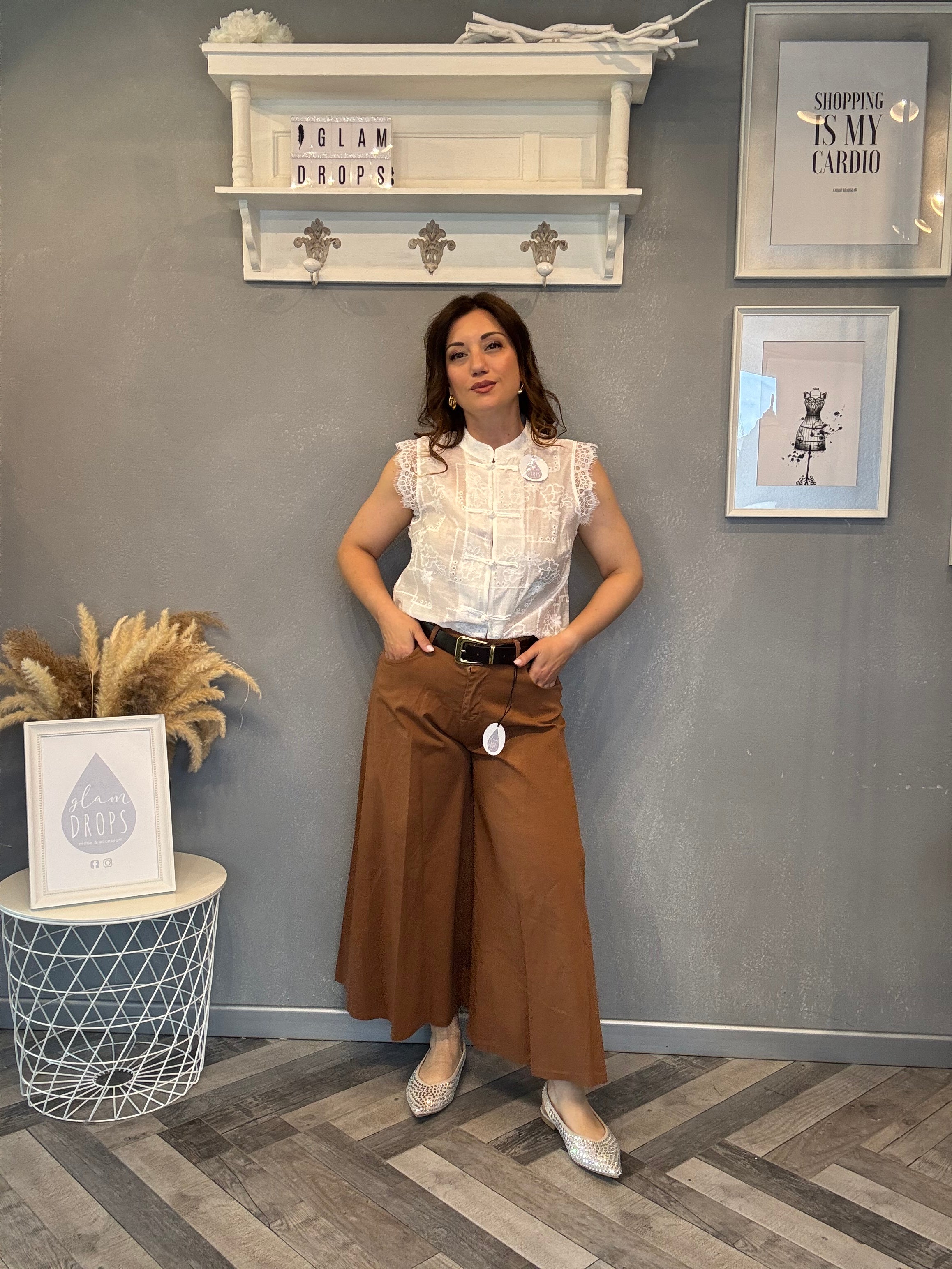 Gonna pantalone crop cuoio