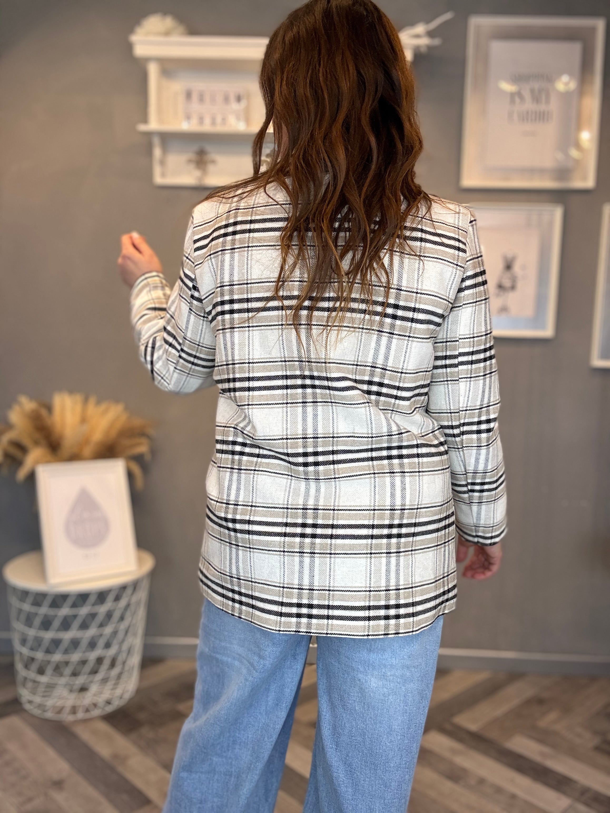 Blazer check doppiopetto burro