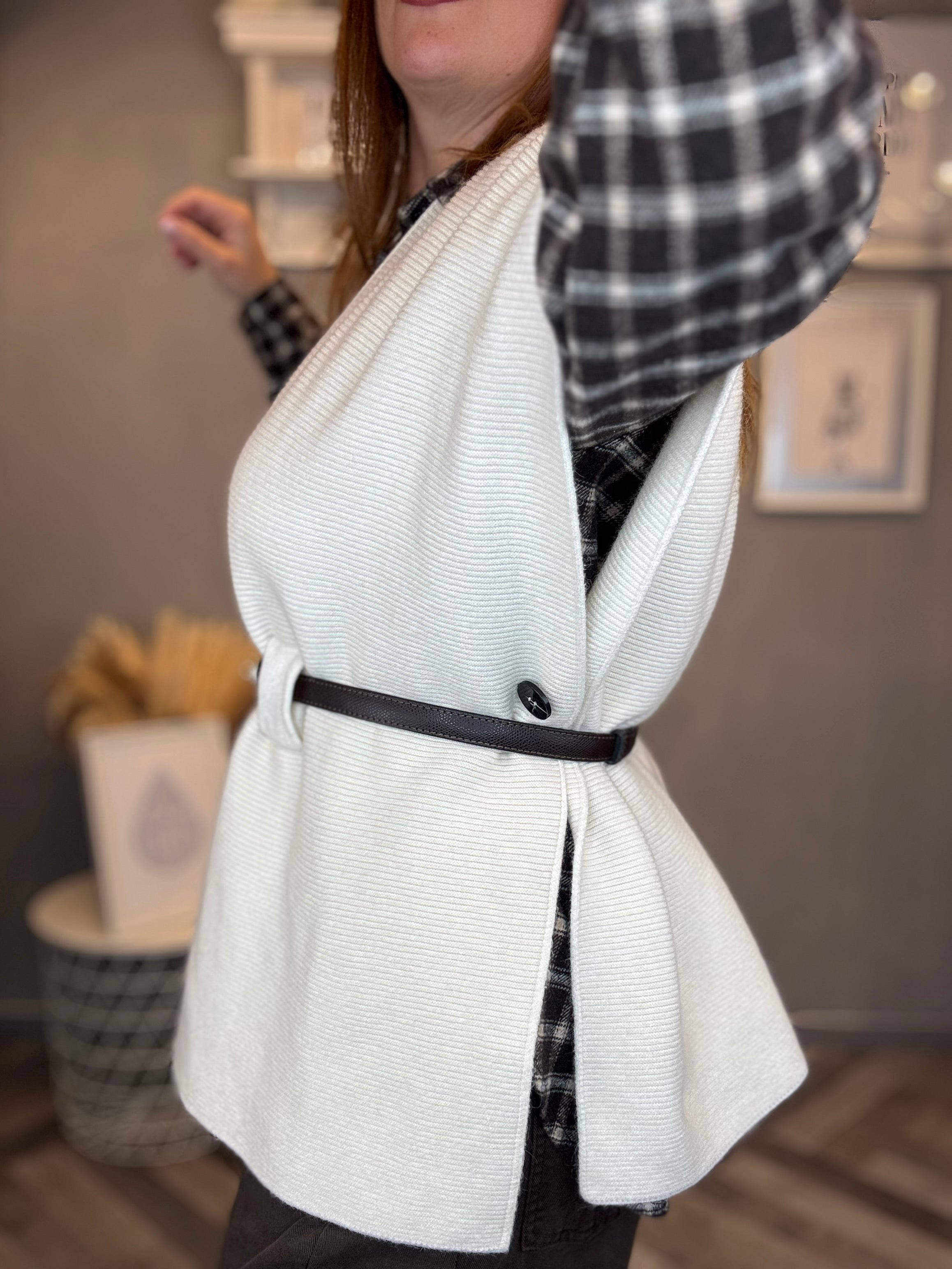 Gilet in maglia multiuso panna