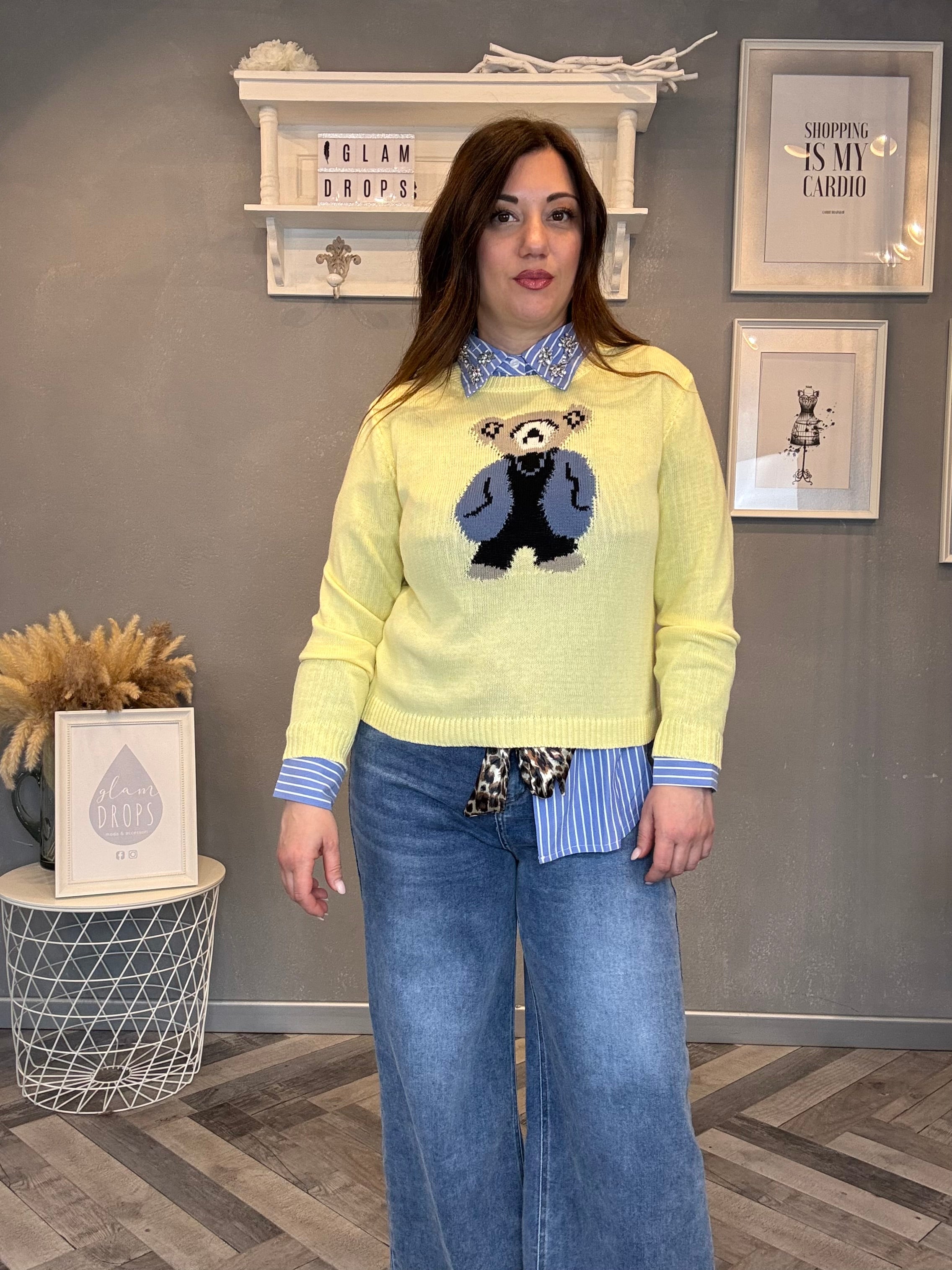 Maglioncino giallo con orsetto carta da zucchero