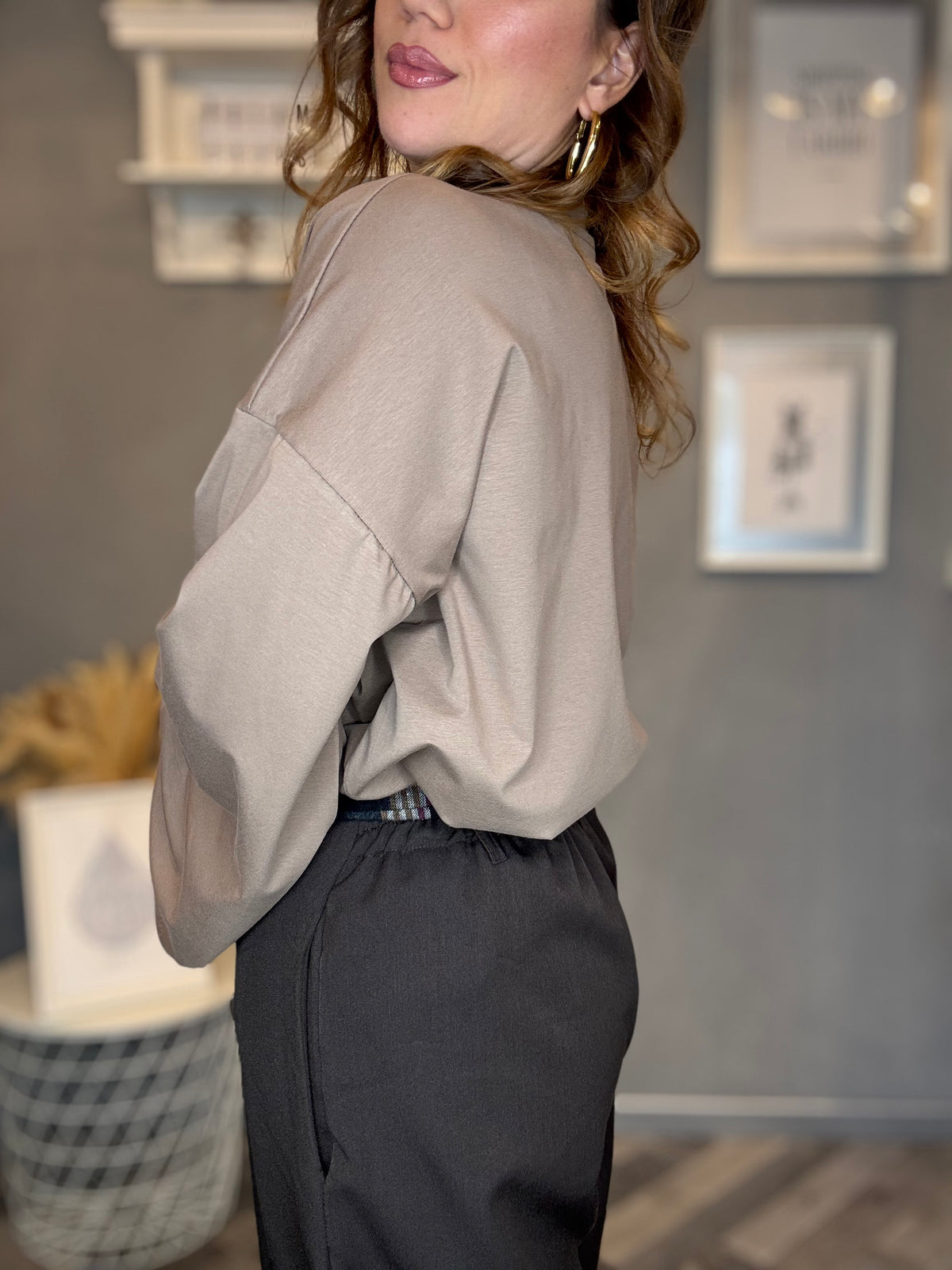 Pantalone check detail cioccolato