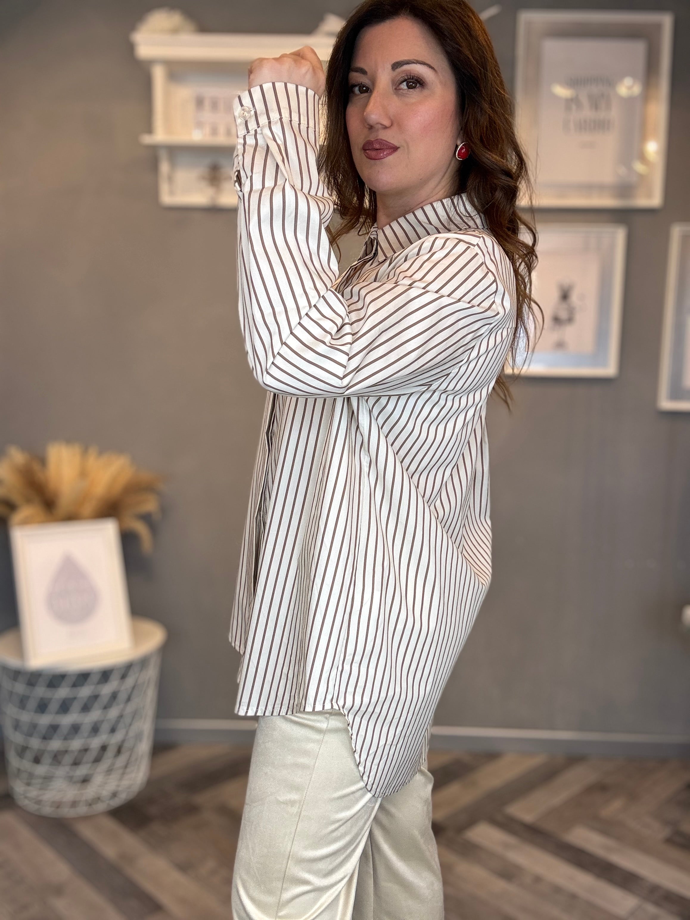 Camicia over burro righe biscotto