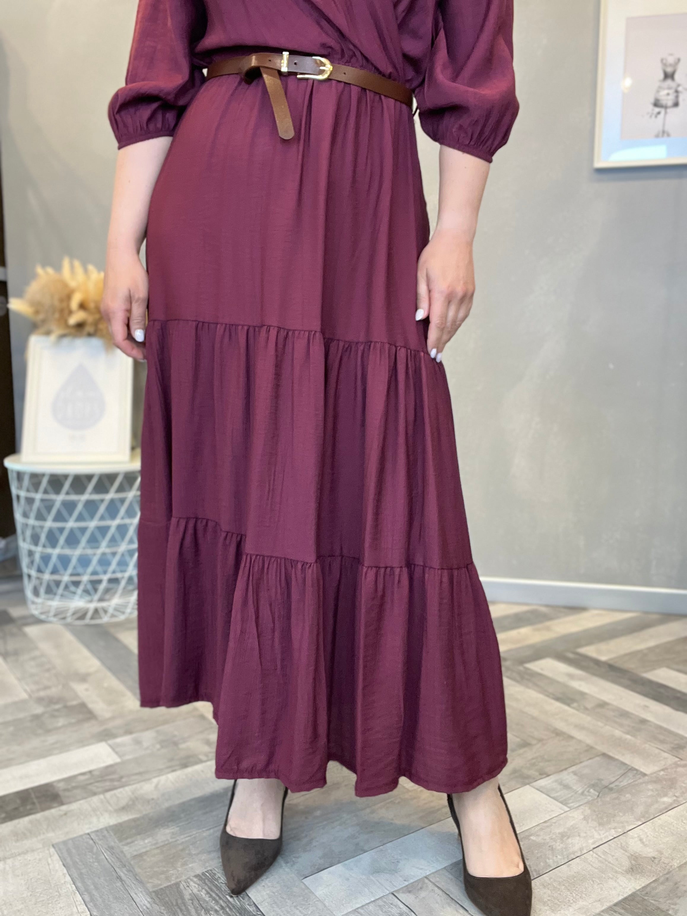 Abito Midi incrocio Soft Borgogna