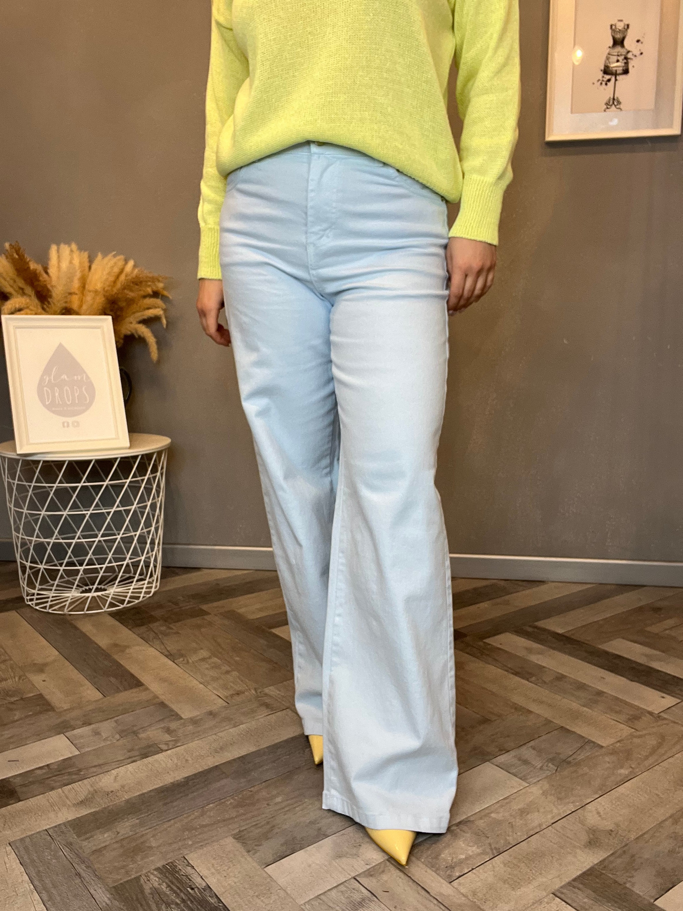 Jeans wide leg celeste