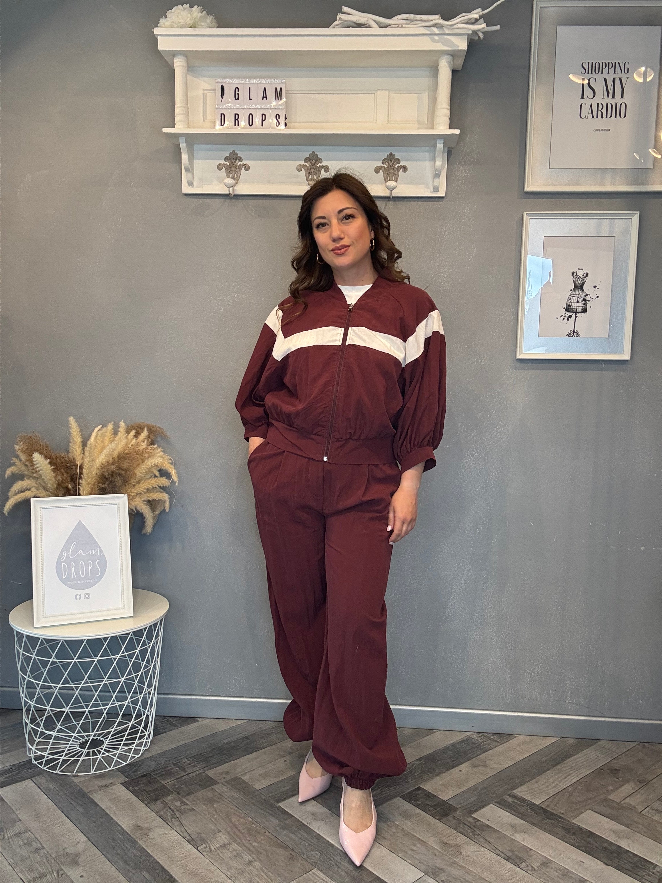 Pantalone jogger Cupro bordeaux