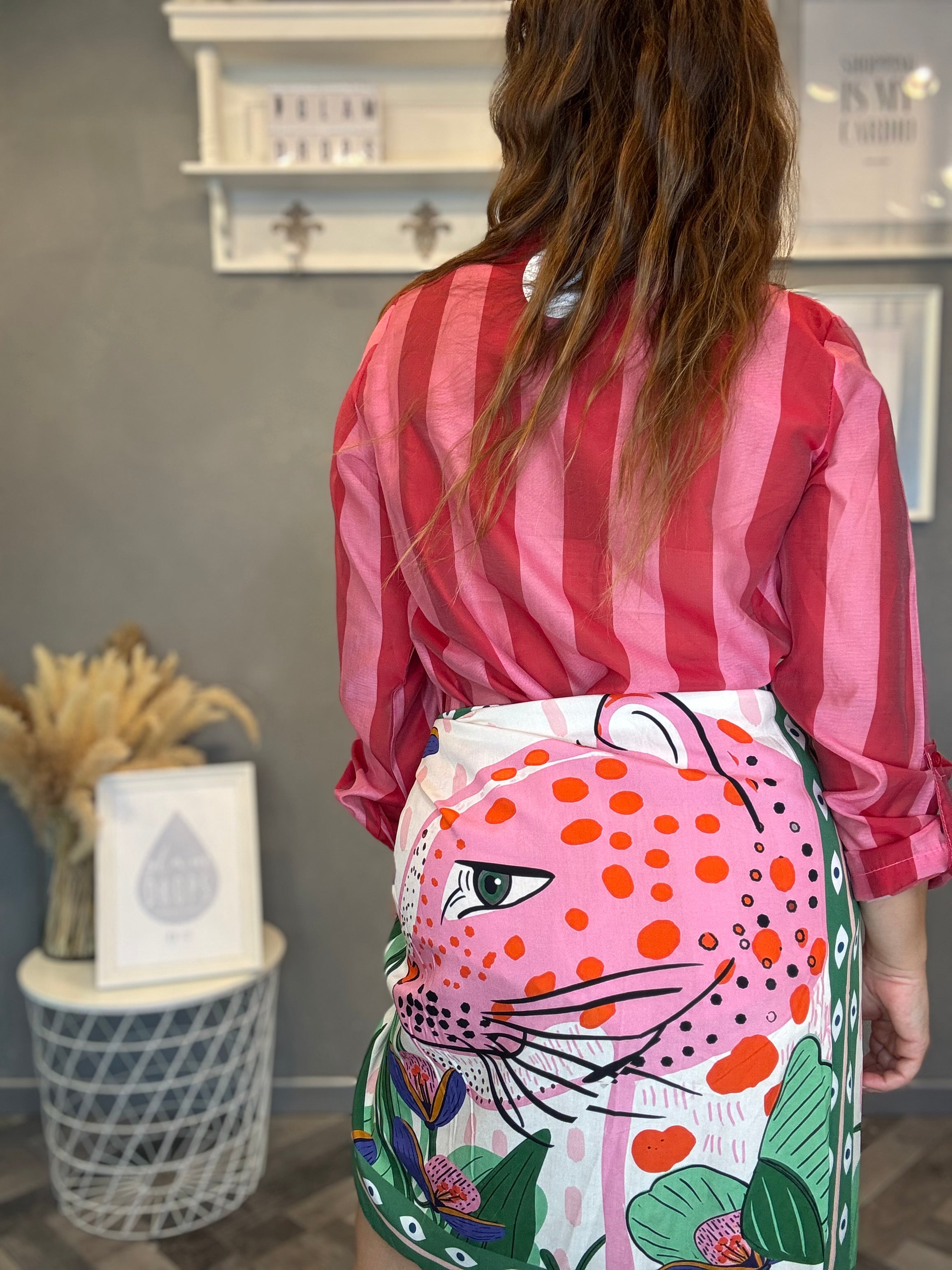 Camicia Isla Bonita bande roll-up fucsia e rosa