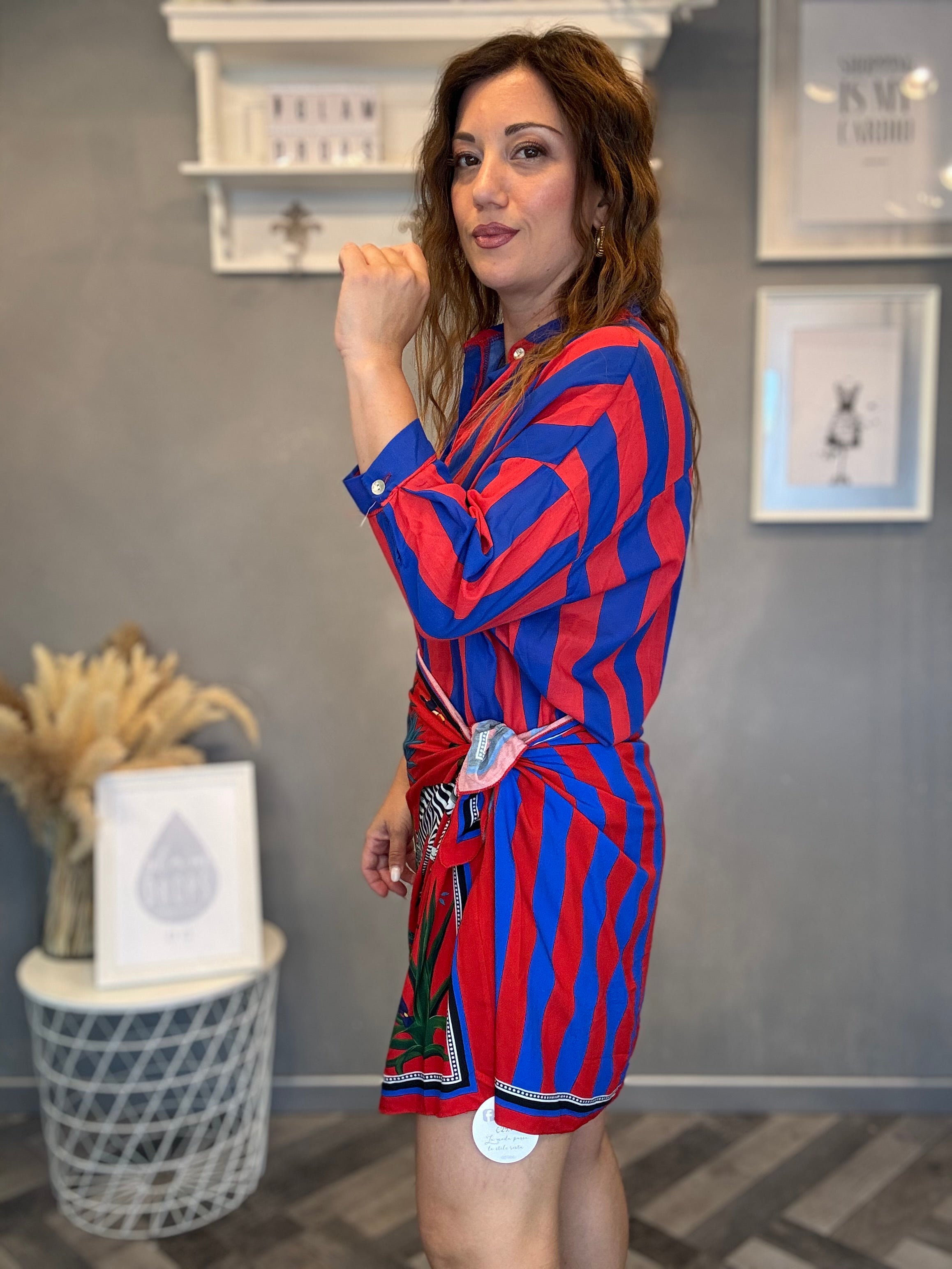 Camicia Isla Bonita righe rosso e bluette