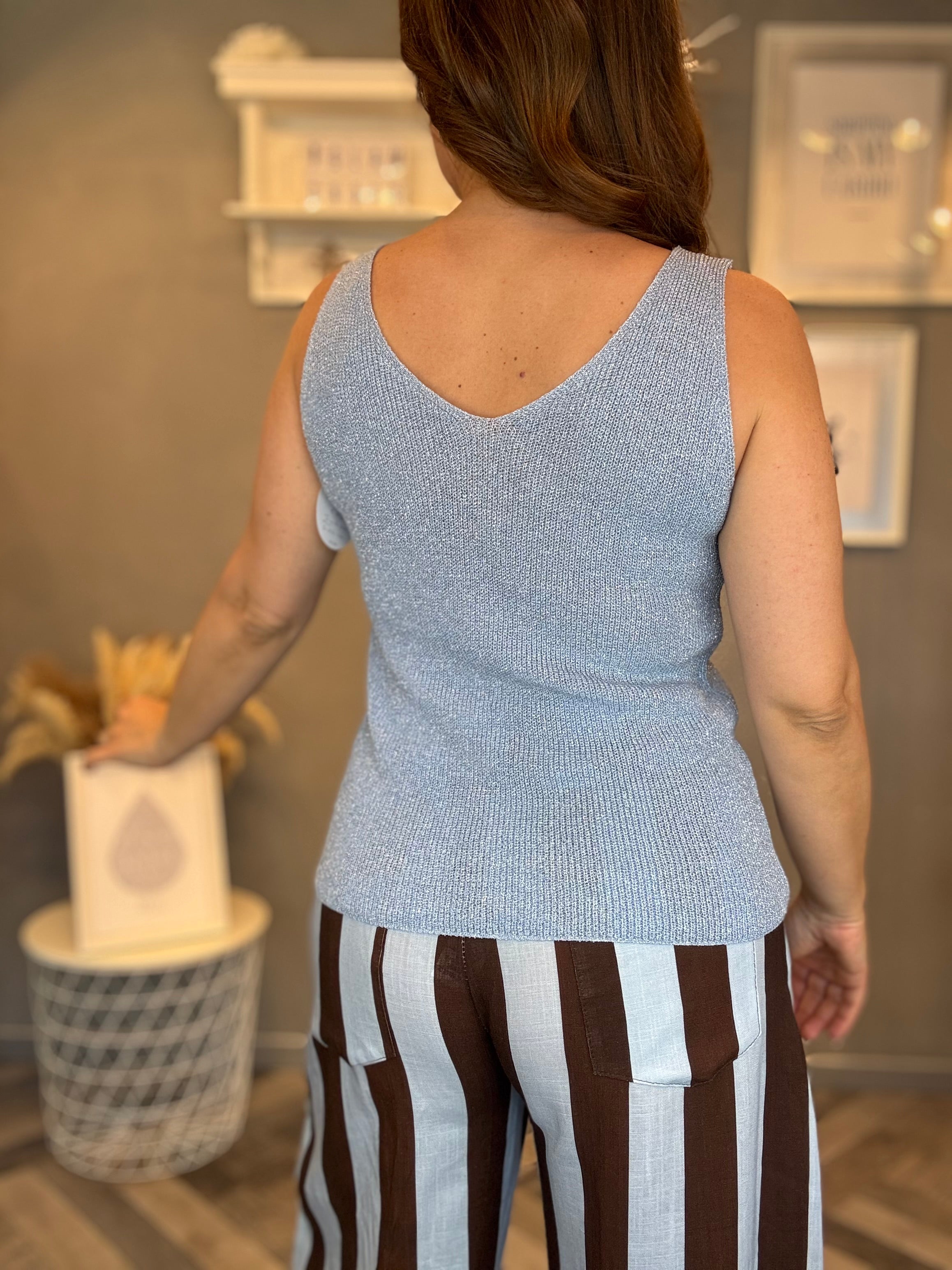 Top lurex Luce celeste