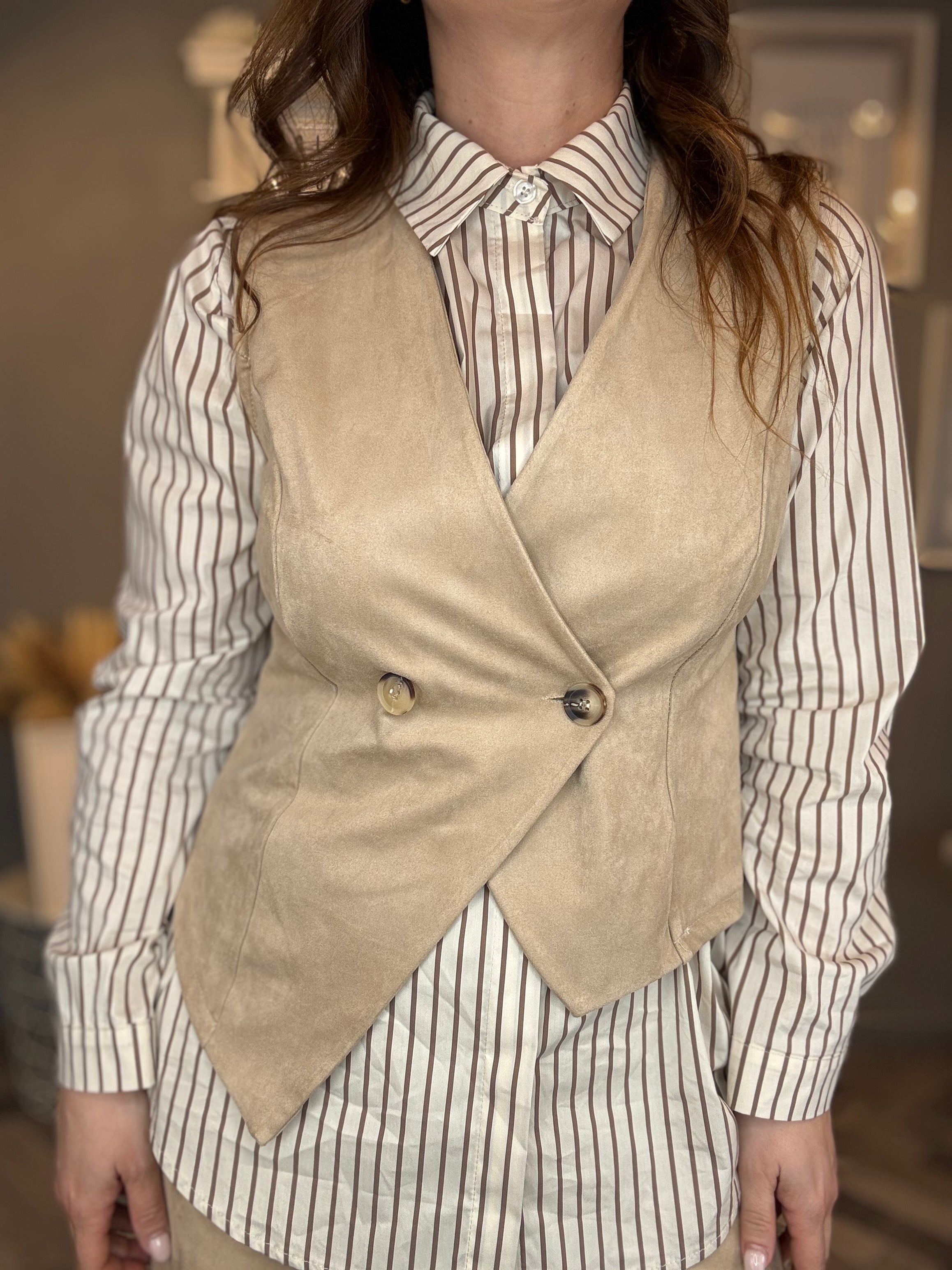 Gilet eco suede soft beige