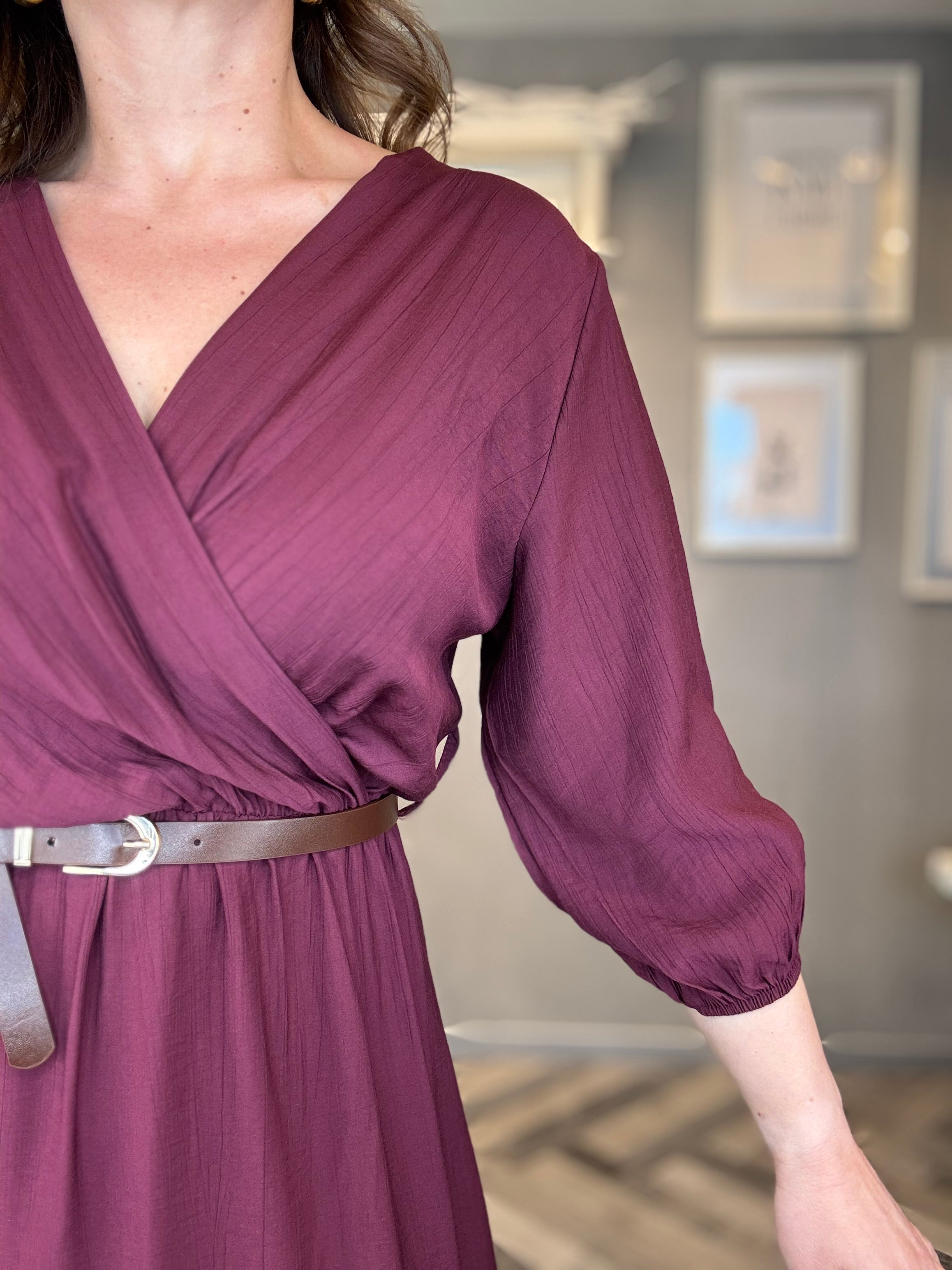 Abito Midi incrocio Soft Borgogna