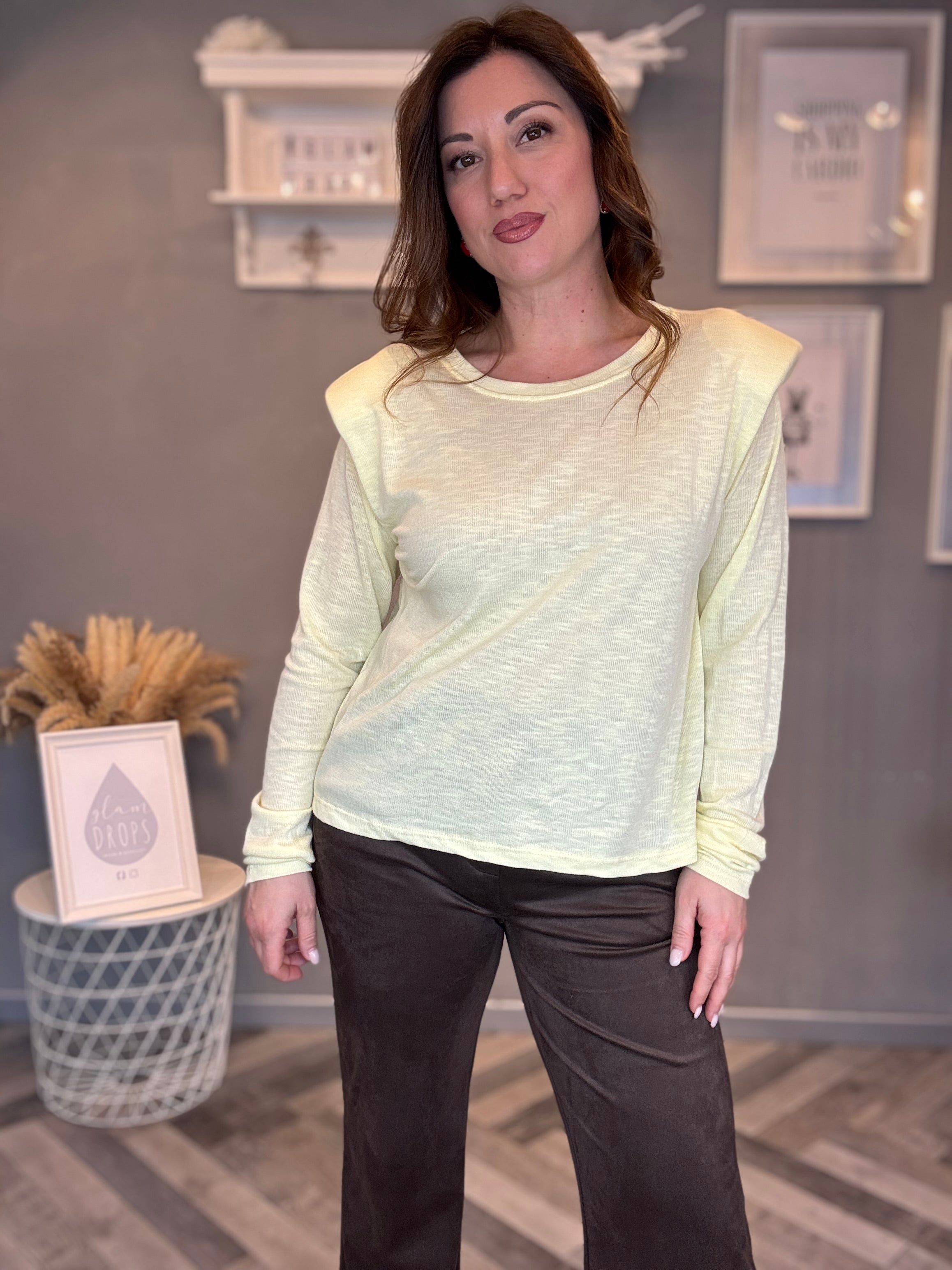 Maglia soft spalline giallo pastello