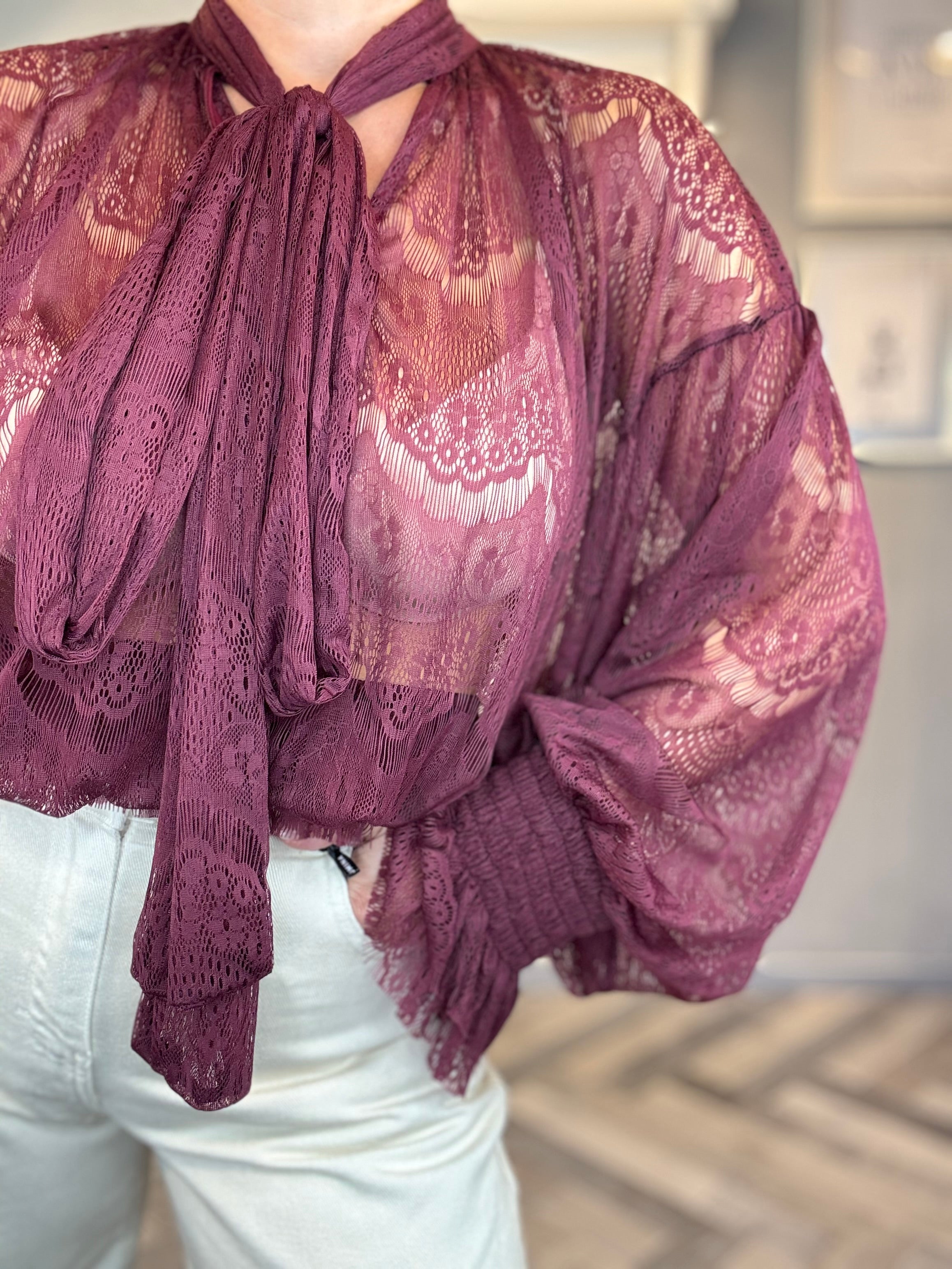 Lumina blusa pizzo bordeaux