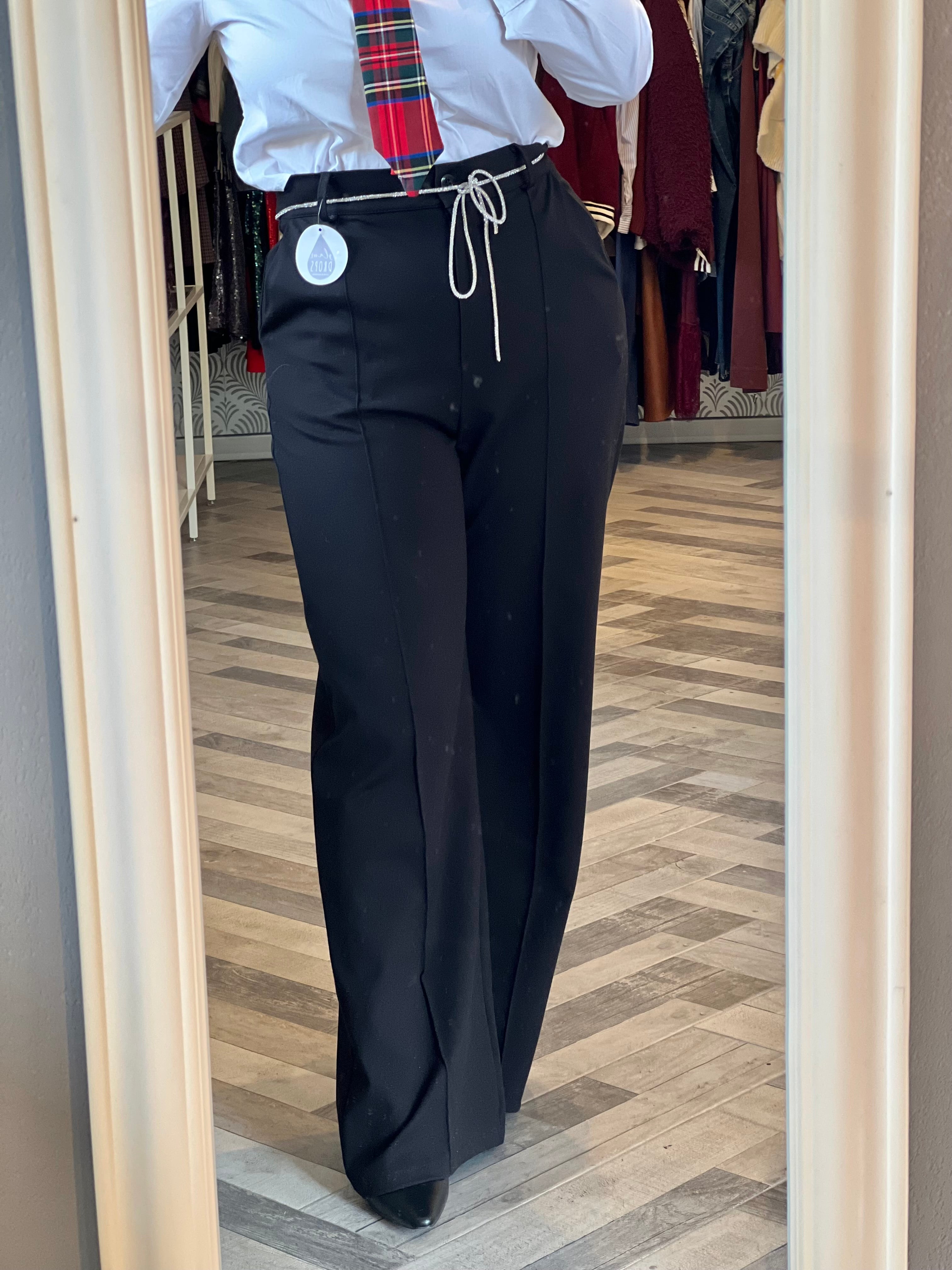 Pantalone palazzo in punto Milano con cintina di strass