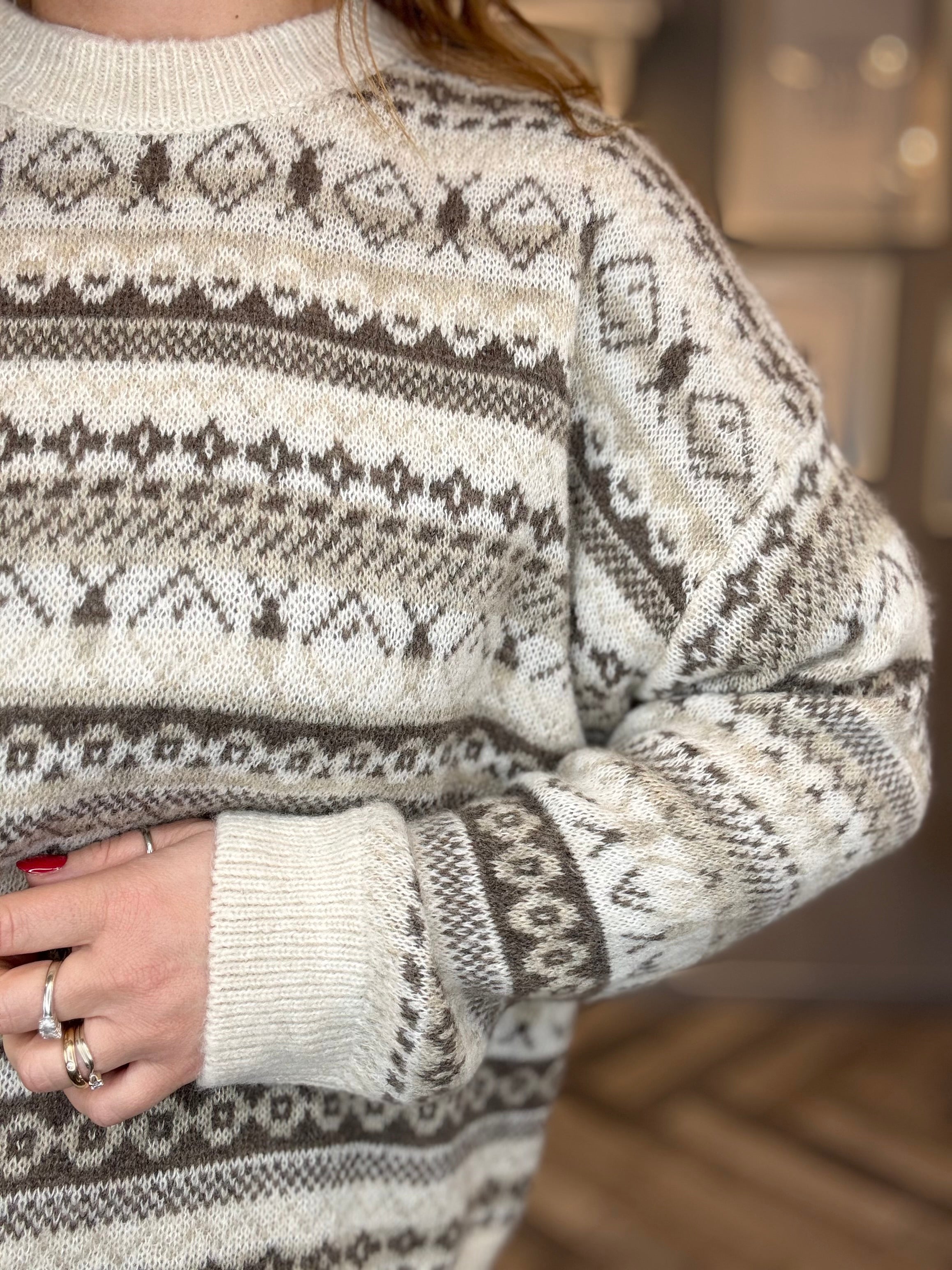 Maglione Jacquard panna