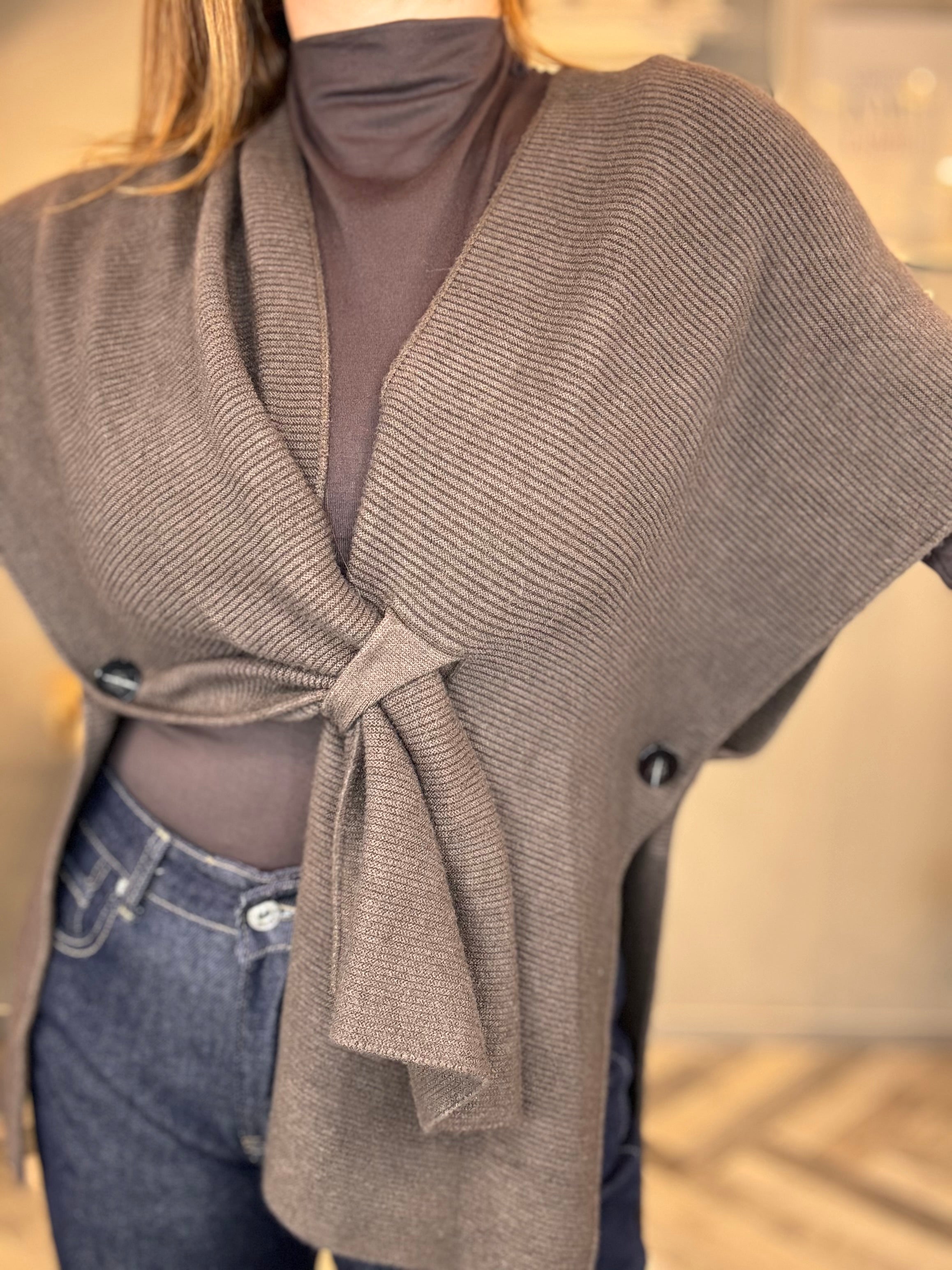 Gilet in maglia multiuso moro