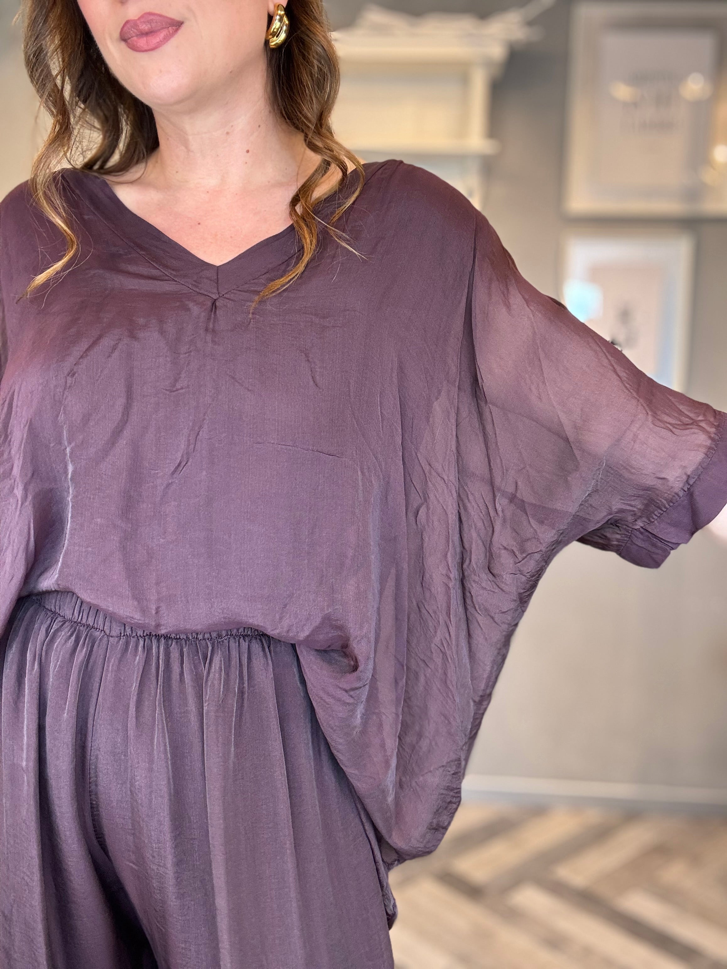 Coordinato satin vinaccia