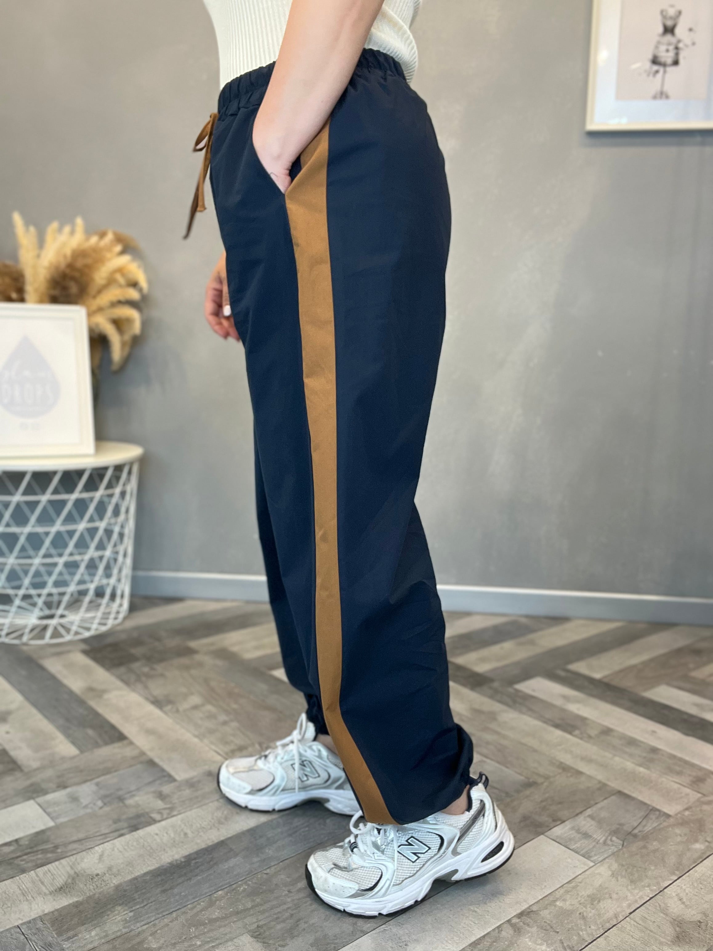 Pantalone Bicolore blu e camel