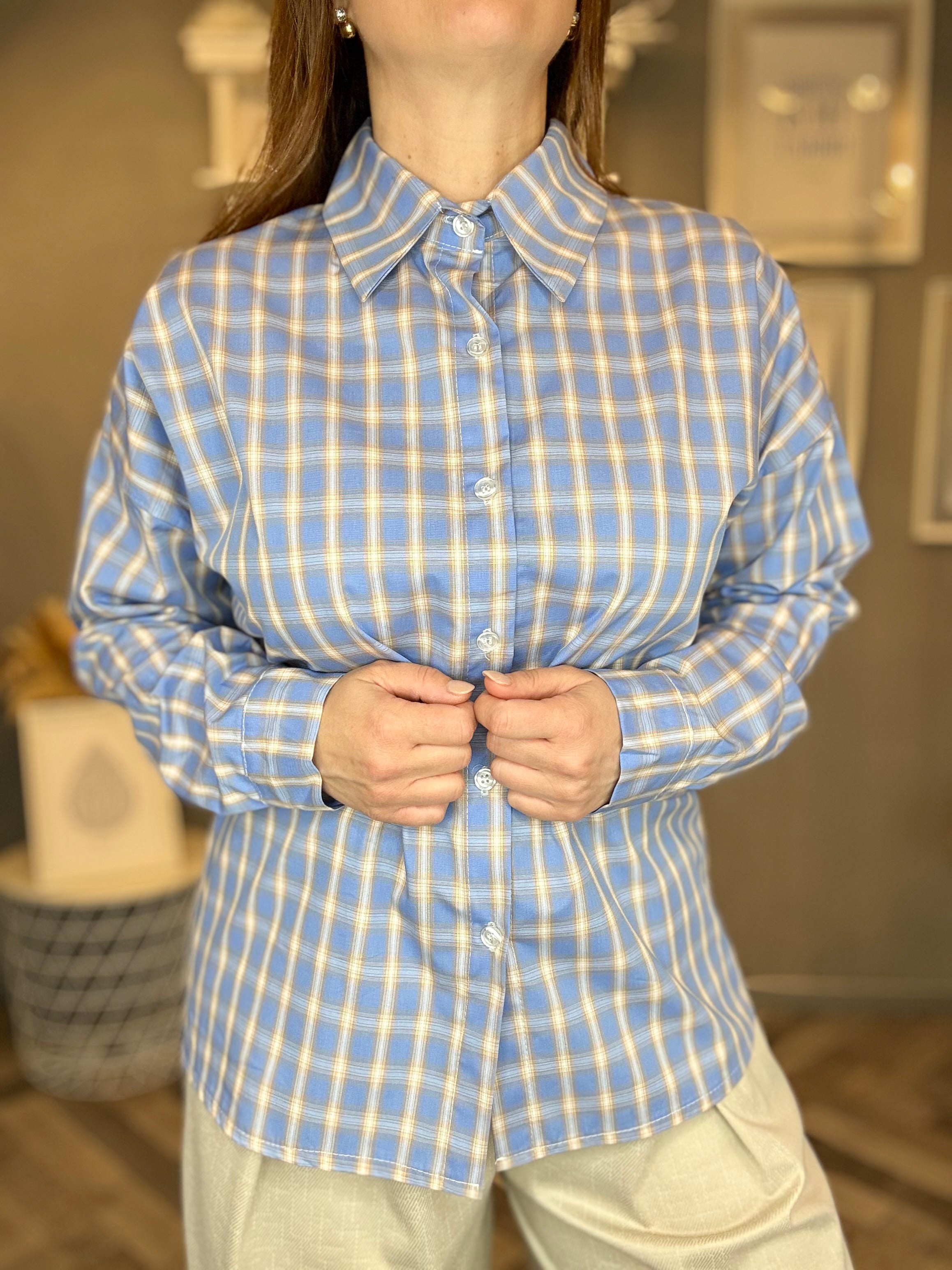Camicia check azzurro soft