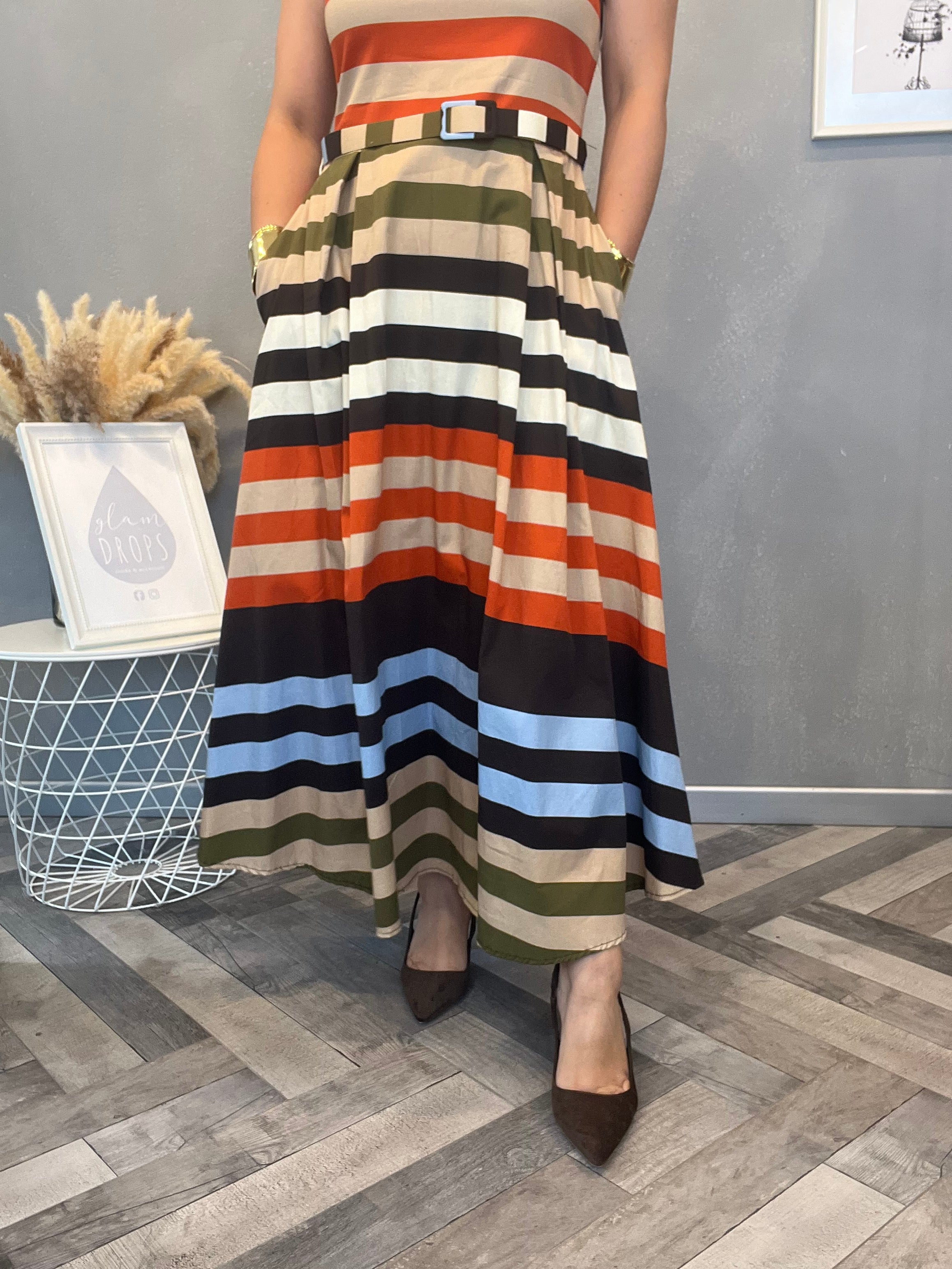 Abito righe multicolor