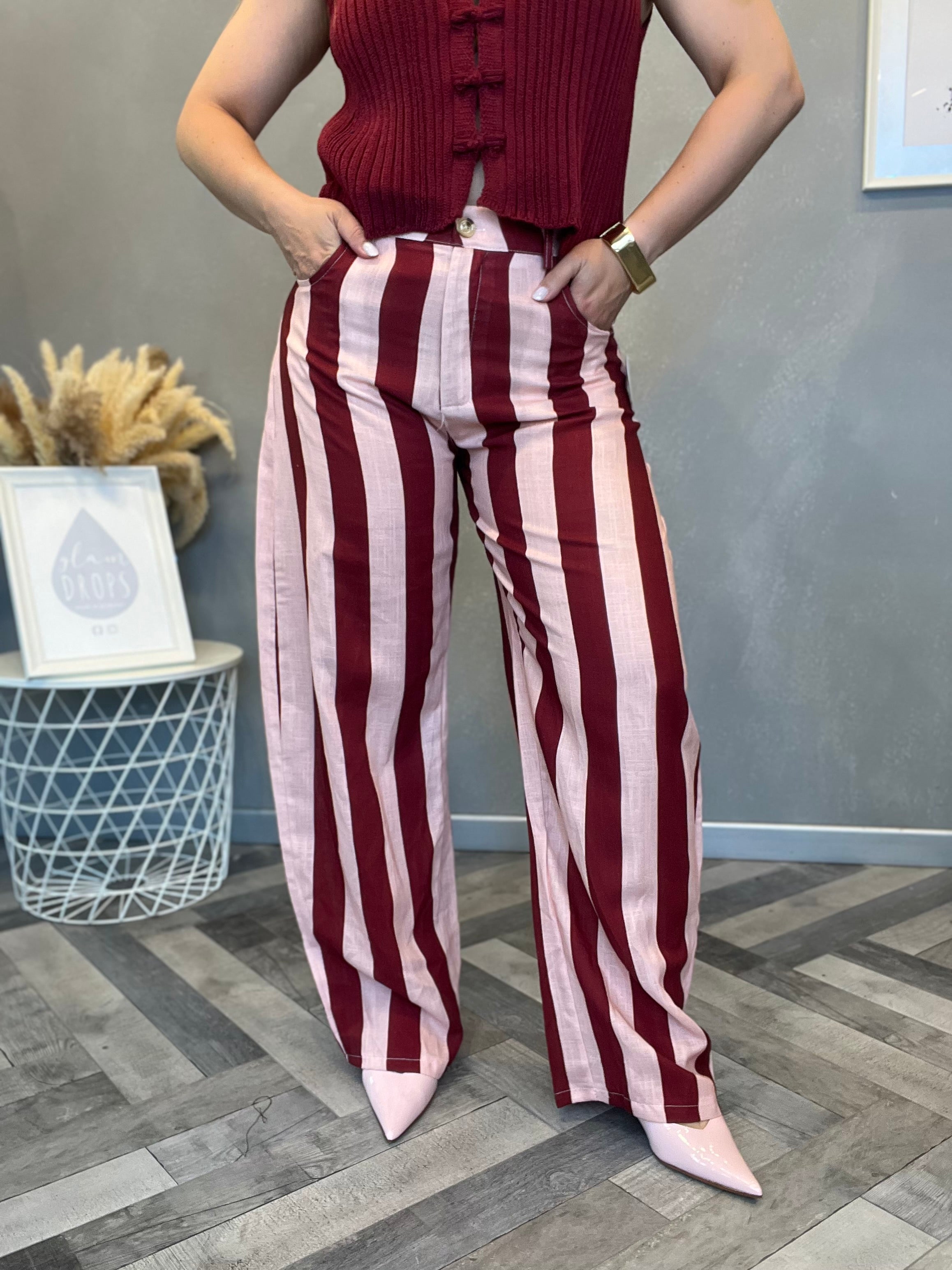 Pantalone Riviera rosa e bordeaux